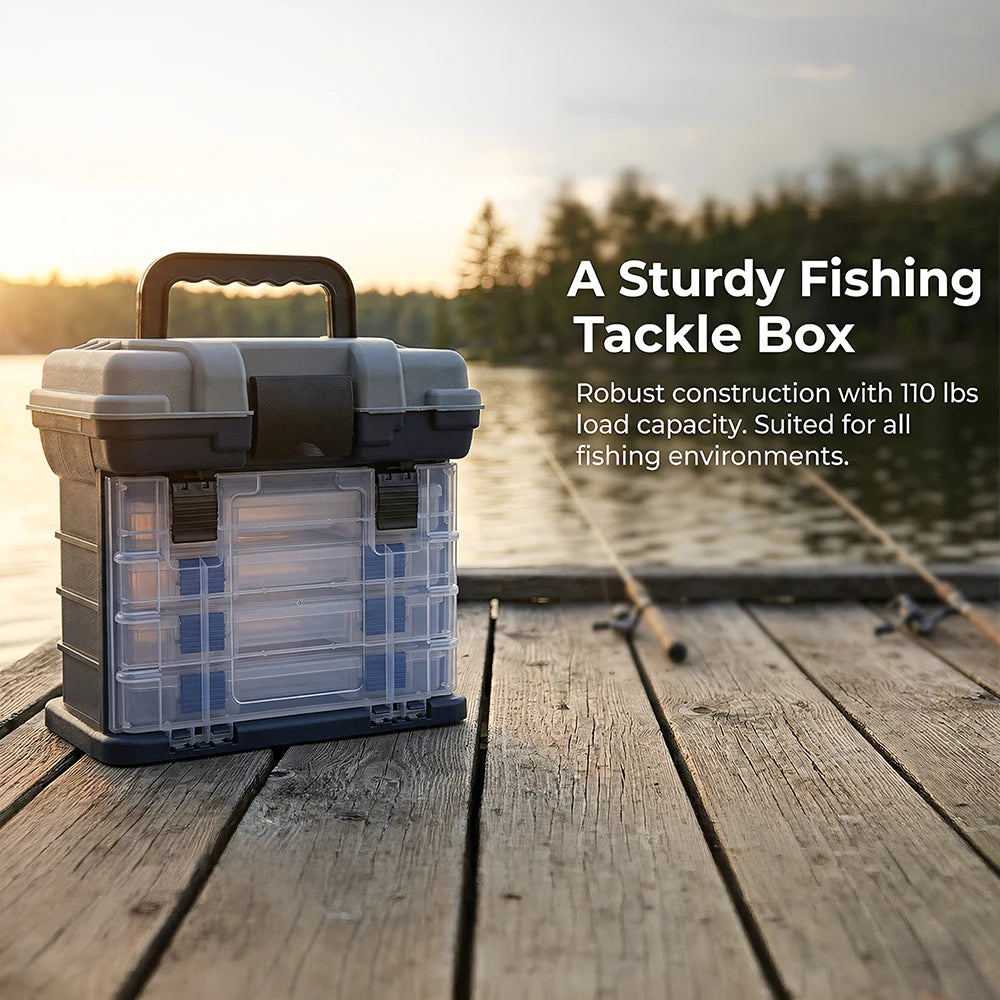Multi Functional Fishing Handheld Storage Box With Adjustable Dividers