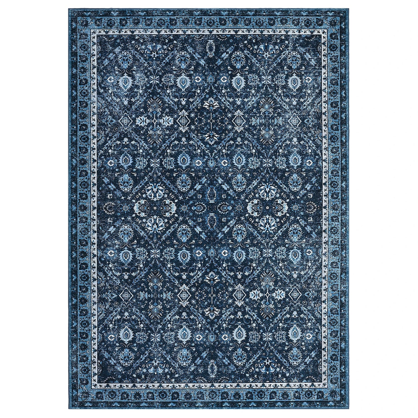 Machine Washable Non Slip Moroccan Trellis Low Pile Rug