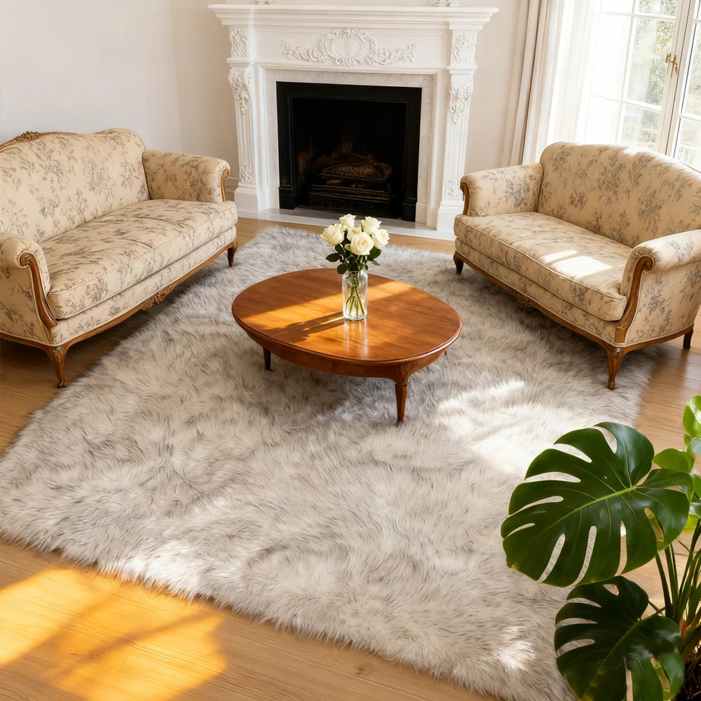Premium Plush Polyester Fluffy Area Rug For Cozy Home Decor