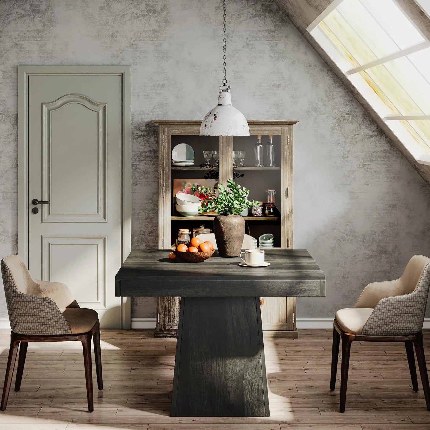 Tribesigns Square Dining Table For Four With Farmhouse Pedestal Base