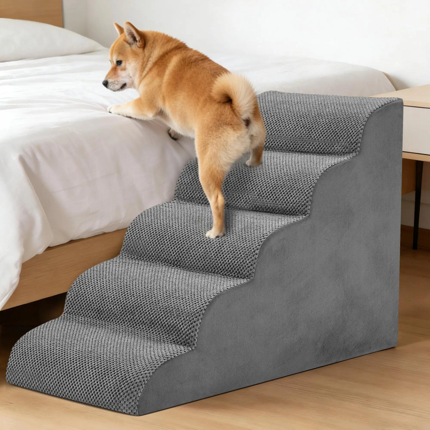 High Density Foam Curved Pet Stairs For Small Dogs And Cats