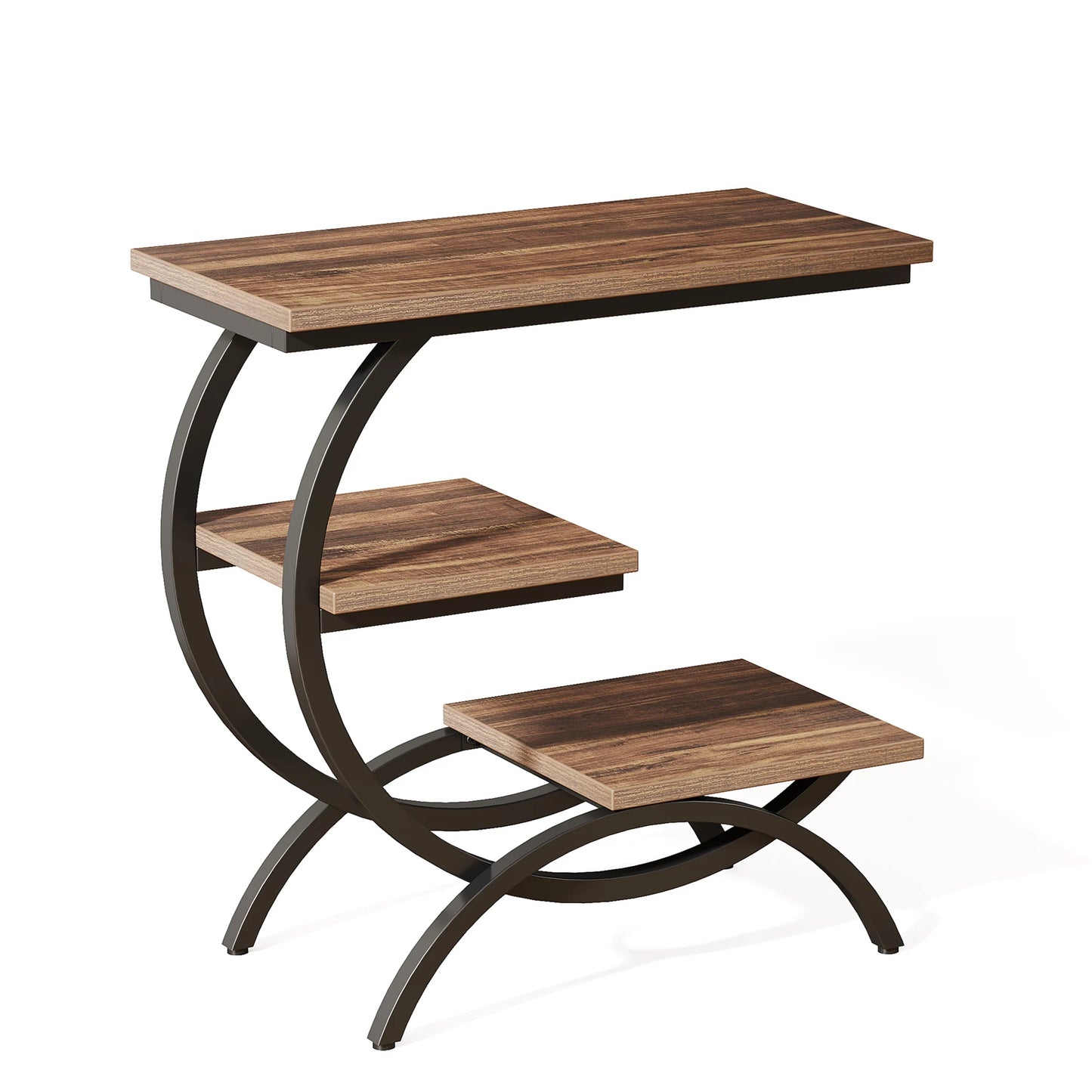 Tribesigns C Shaped End Table Industrial 3 Tier Storage Shelves