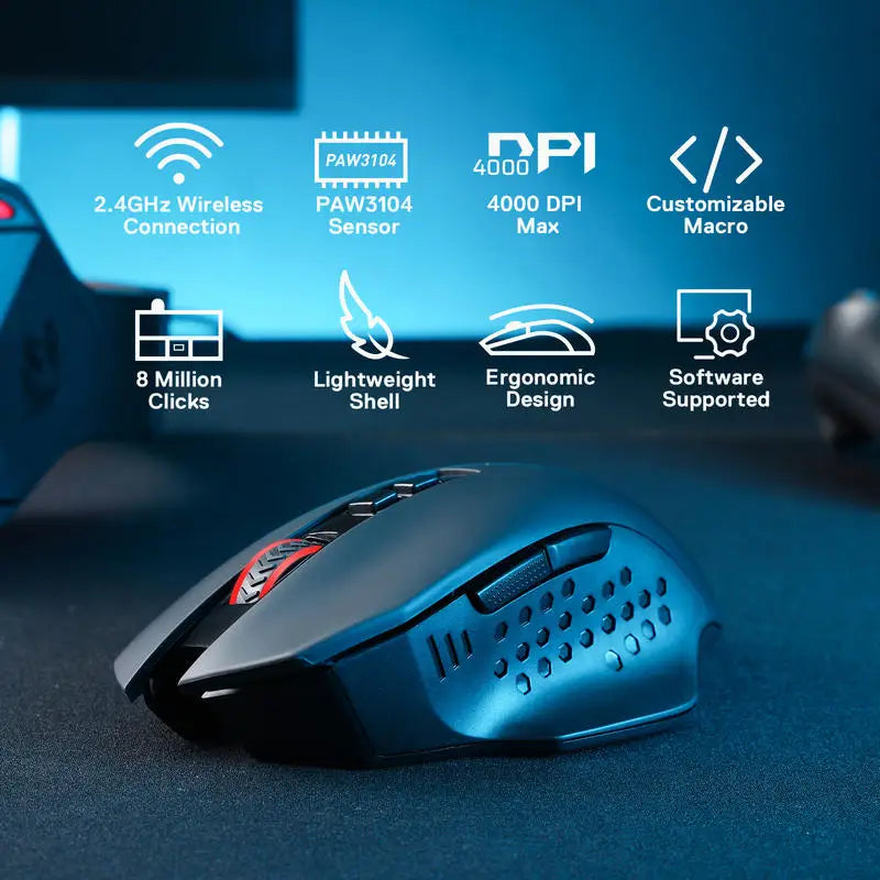 Redragon M656 Wireless Gaming Mouse 4000 DPI 7 Macro Buttons