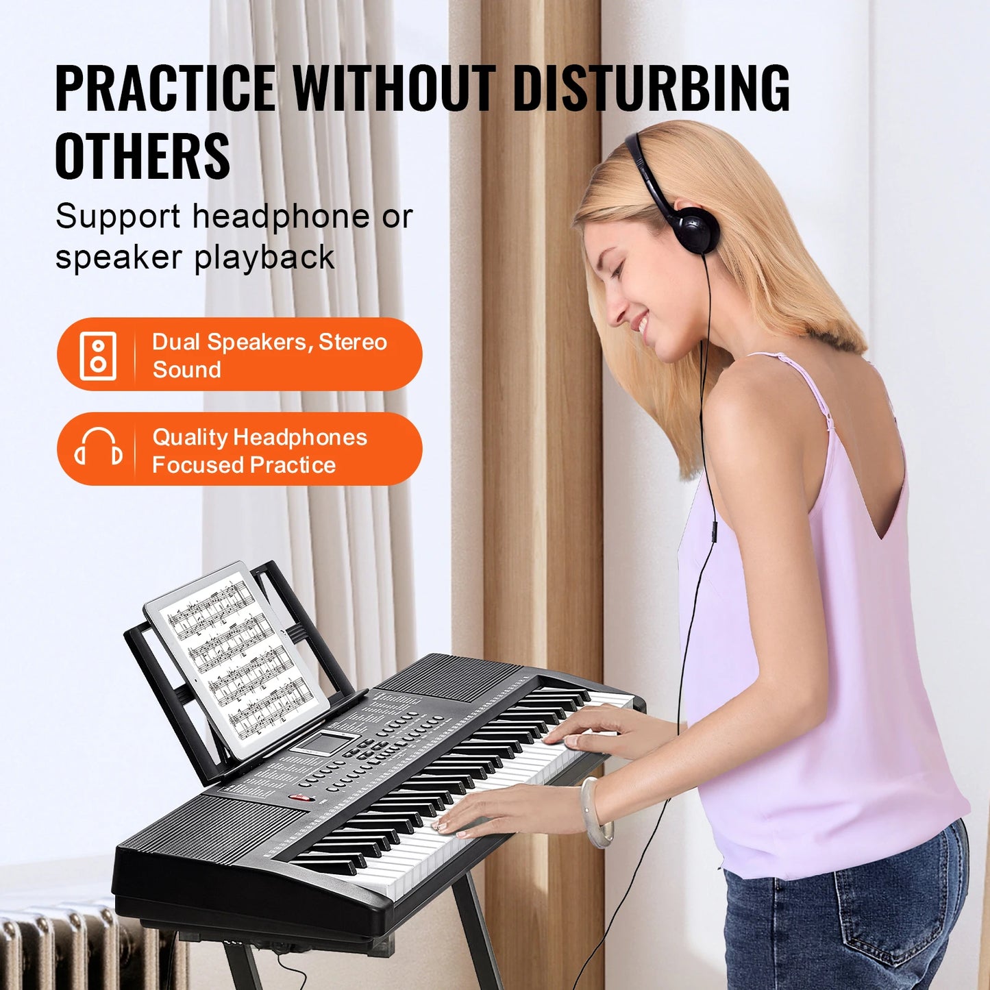 SucceBuy 61 Key Digital Electric Portable Piano Keyboard
