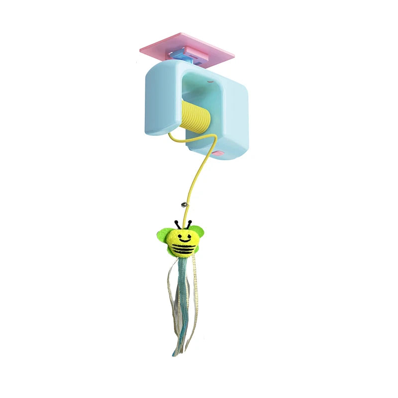 Booteely Interactive Retractable Rechargeable Hanging Cat Toy With Feathers
