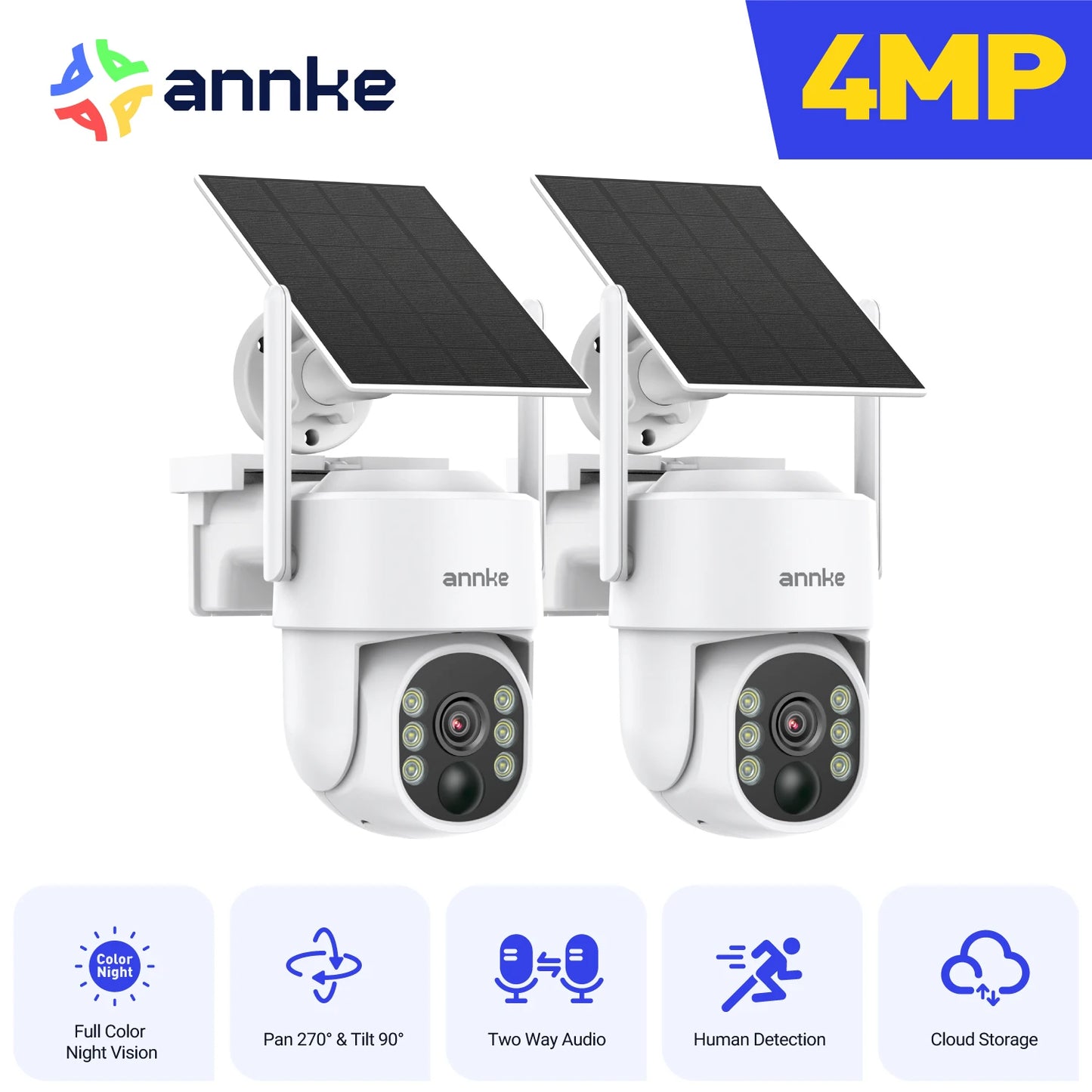 Annke 4MP Solar WiFi Security Camera With PIR Human Detection