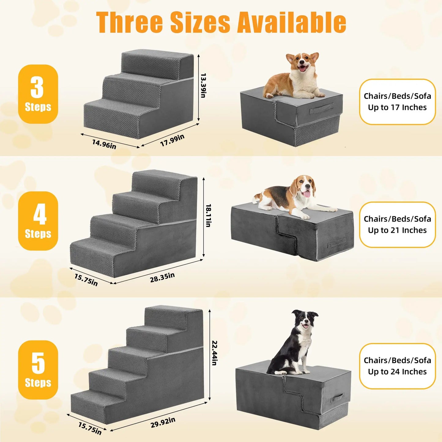 High Density Foam Curved Pet Stairs For Small Dogs And Cats