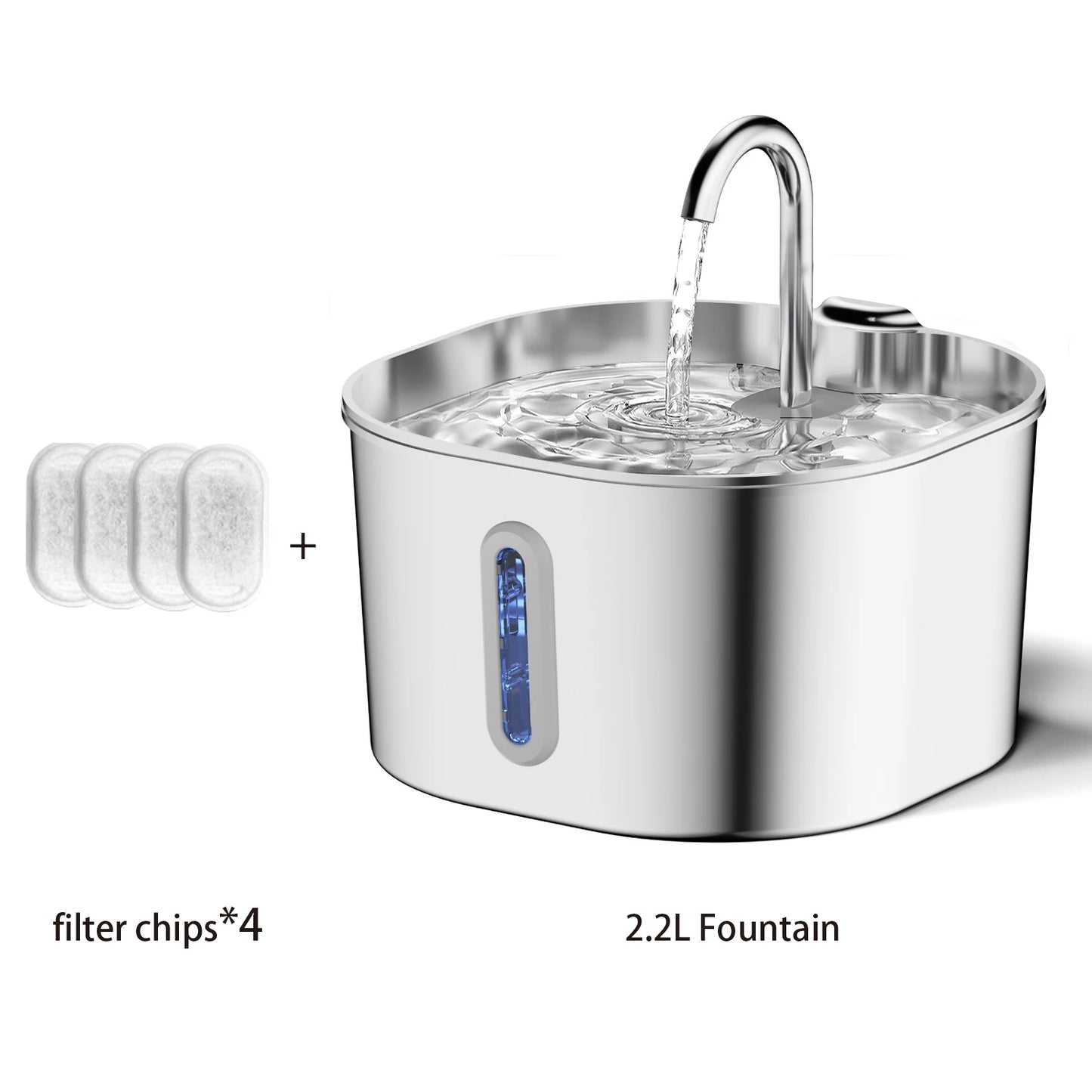 Stainless Steel Automatic Cat Dog Water Fountain With Transparent Window