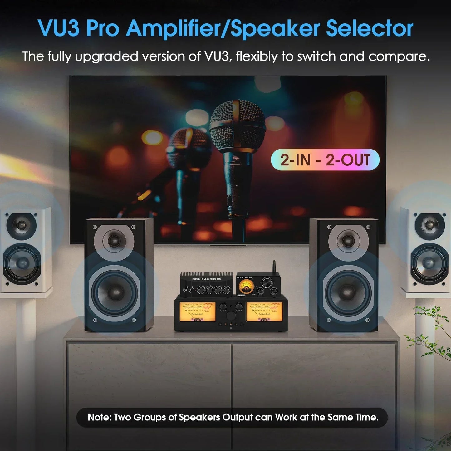 Douk Audio VU3PRO Amplifier And Speaker Selector Box With Meter