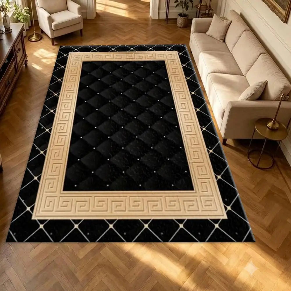 Soft Geometric Area Rug With Rubber Backing For Living Room