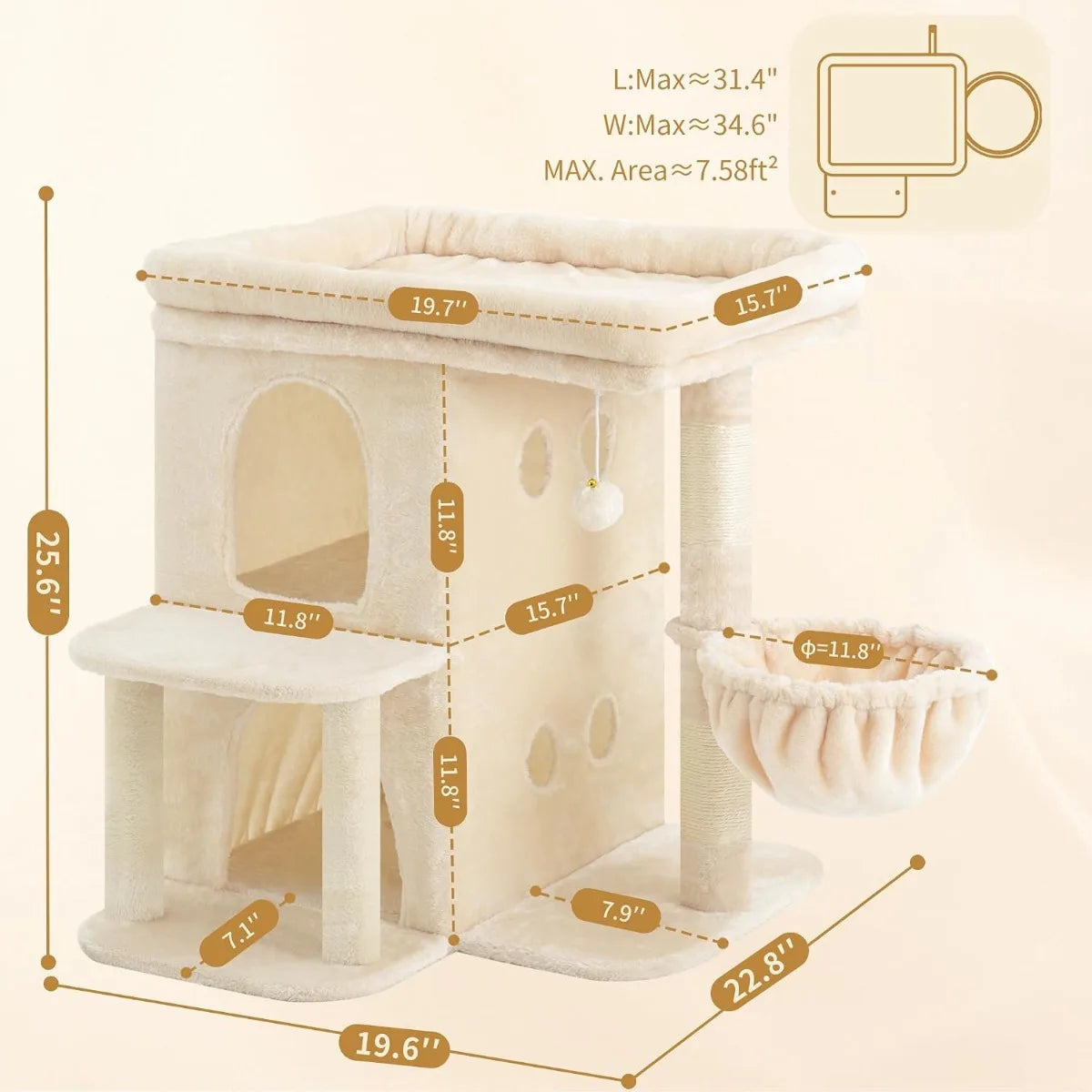NBVCX Sisal Cat Tree With Dual Condos For Large Cats