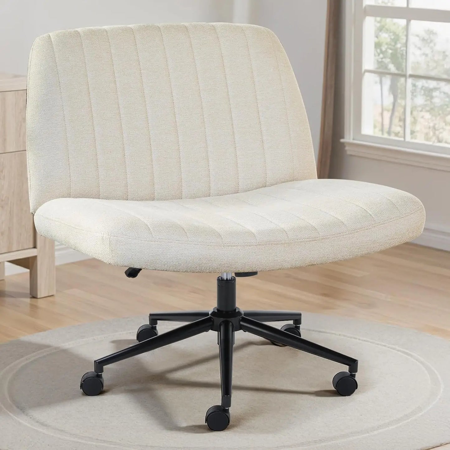 Xiuwo Criss Cross Adjustable Height Swivel Vanity Chair With Wheels