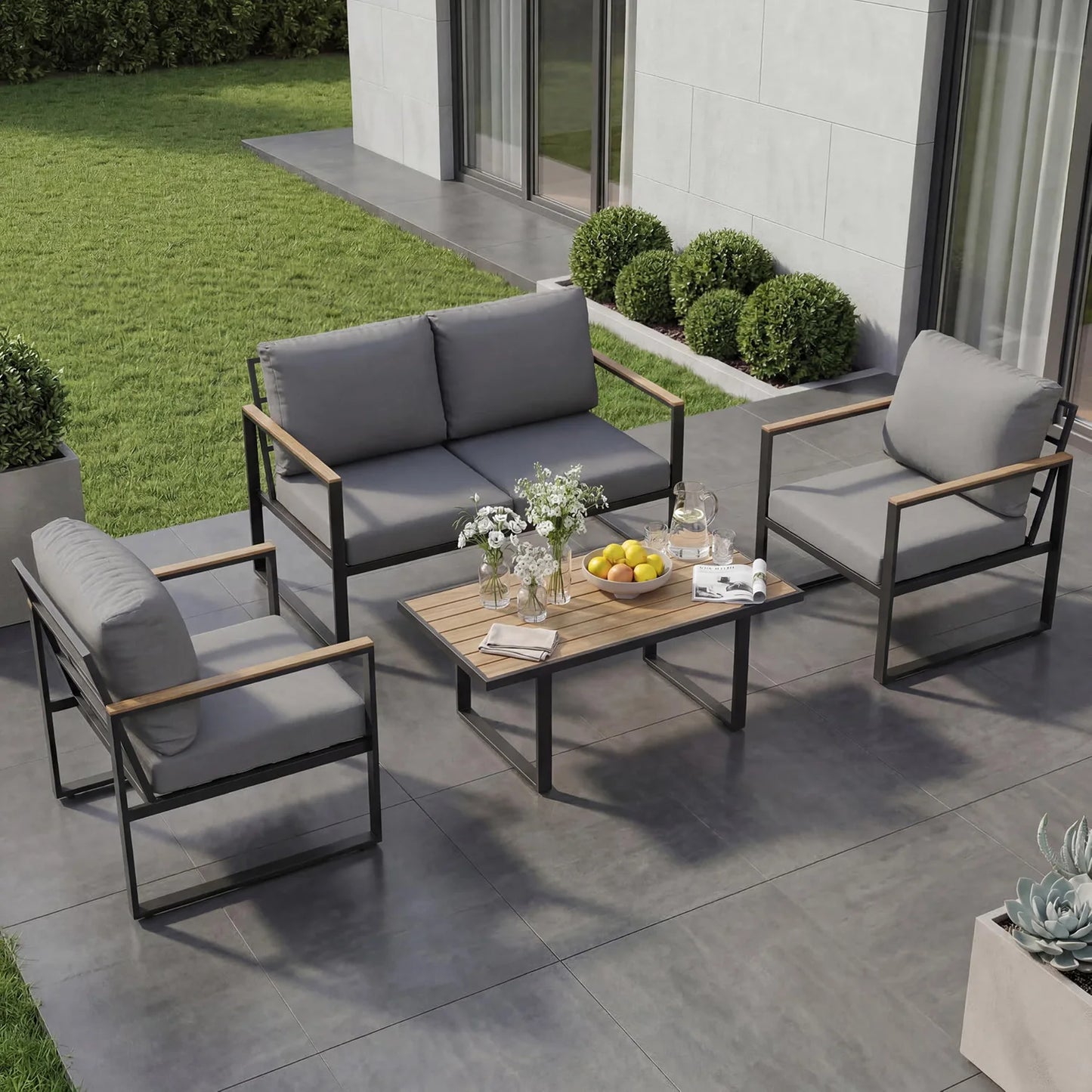 HobbyLane Modern 4 Piece Outdoor Patio Furniture Set