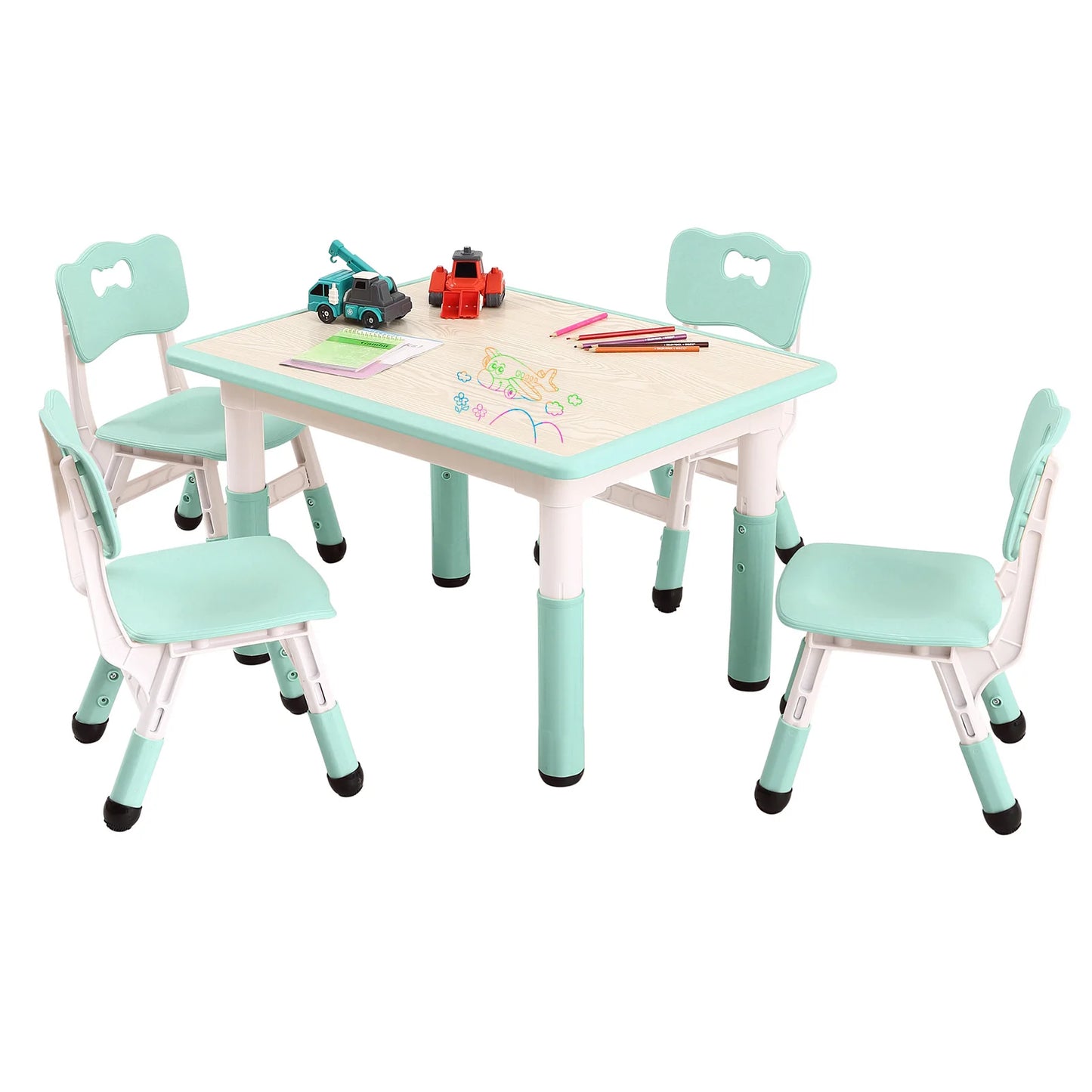 Kids Height Adjustable Table Chairs Set For Classroom Daycare Centers