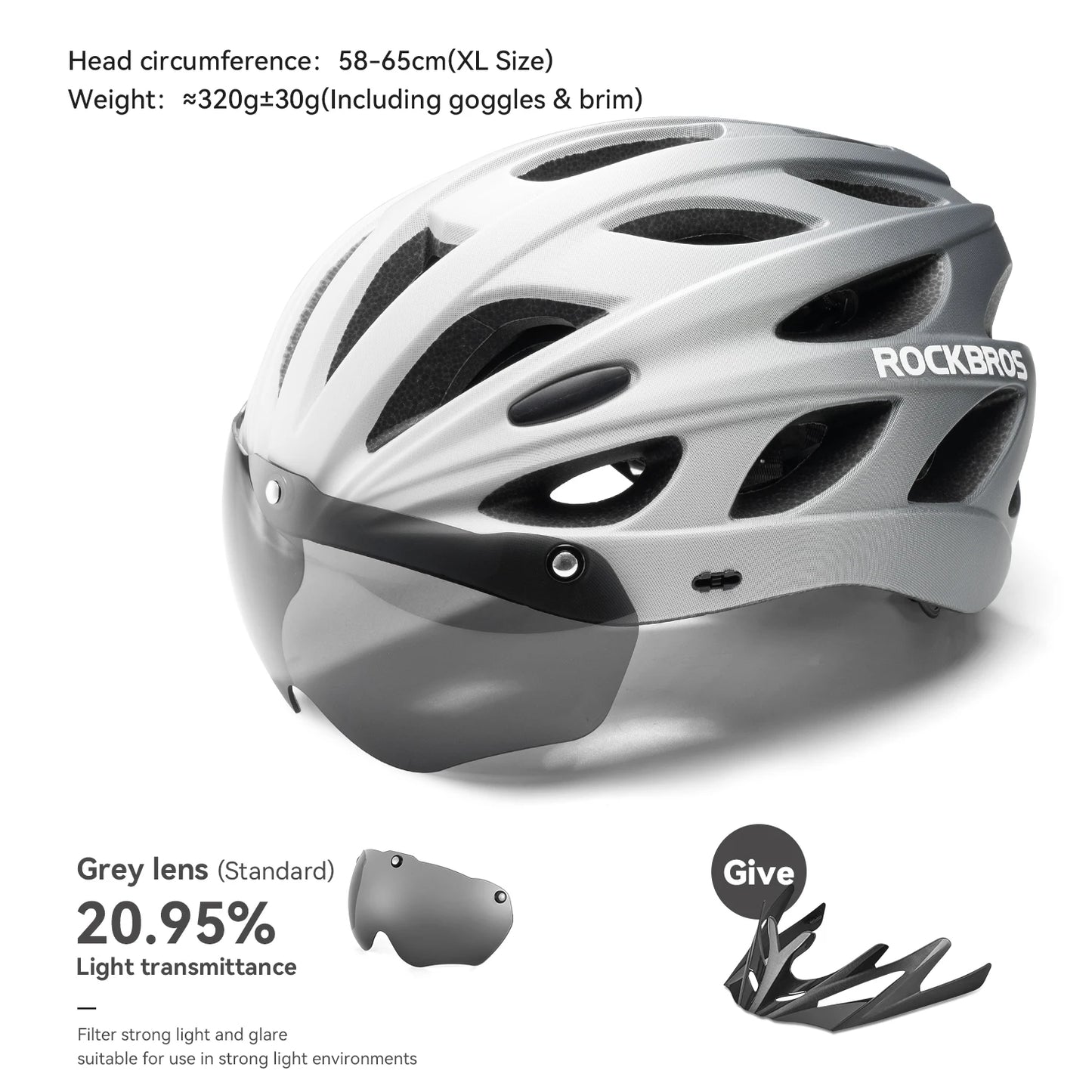 Rockbros Lightweight Cycling Helmet With Integrated Goggles