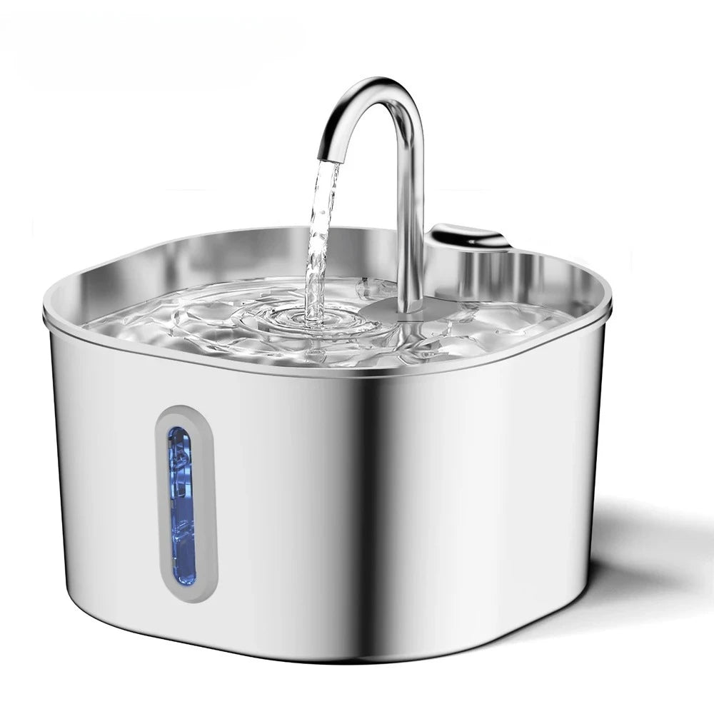 Stainless Steel Automatic Cat Dog Water Fountain With Transparent Window
