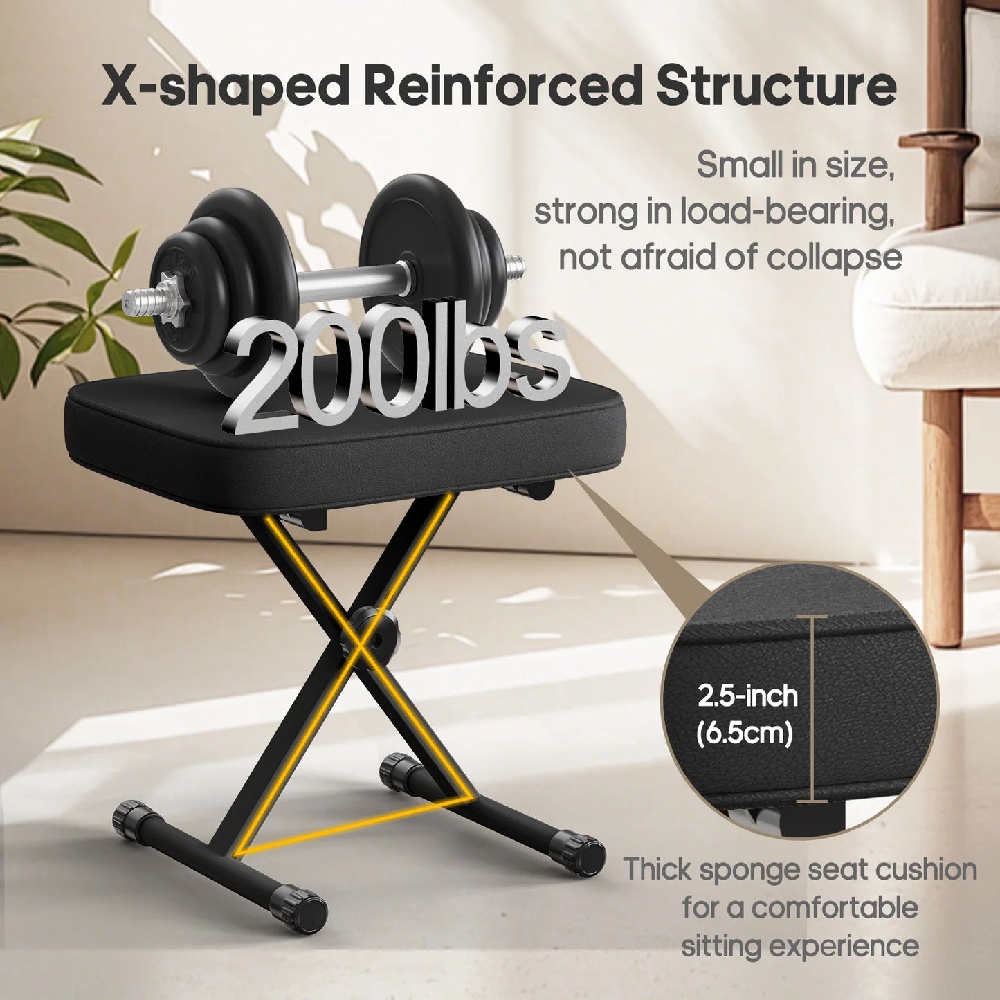 JHK X Shaped Padded Folding Chair Metal Frame For Home
