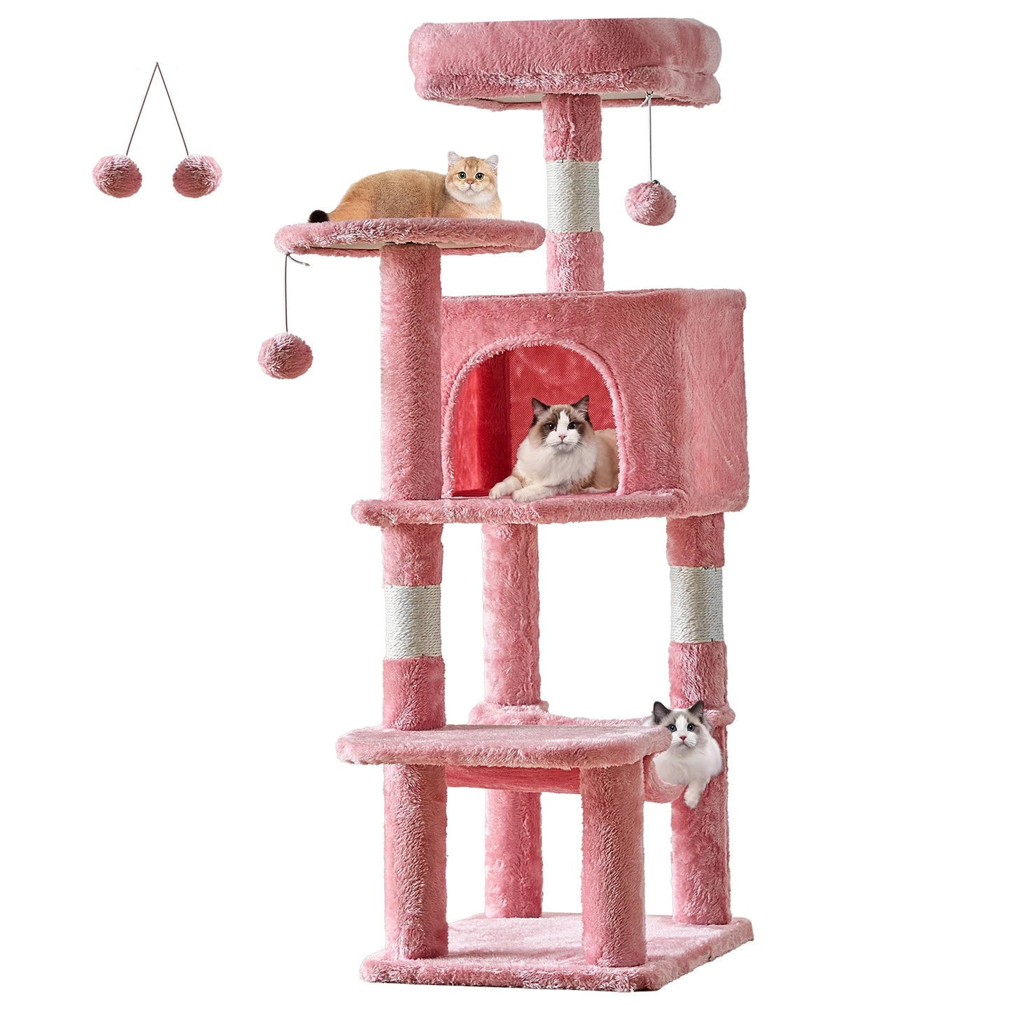 JHK Indoor Multi Cat Tower With Natural Sisal Scratching Posts