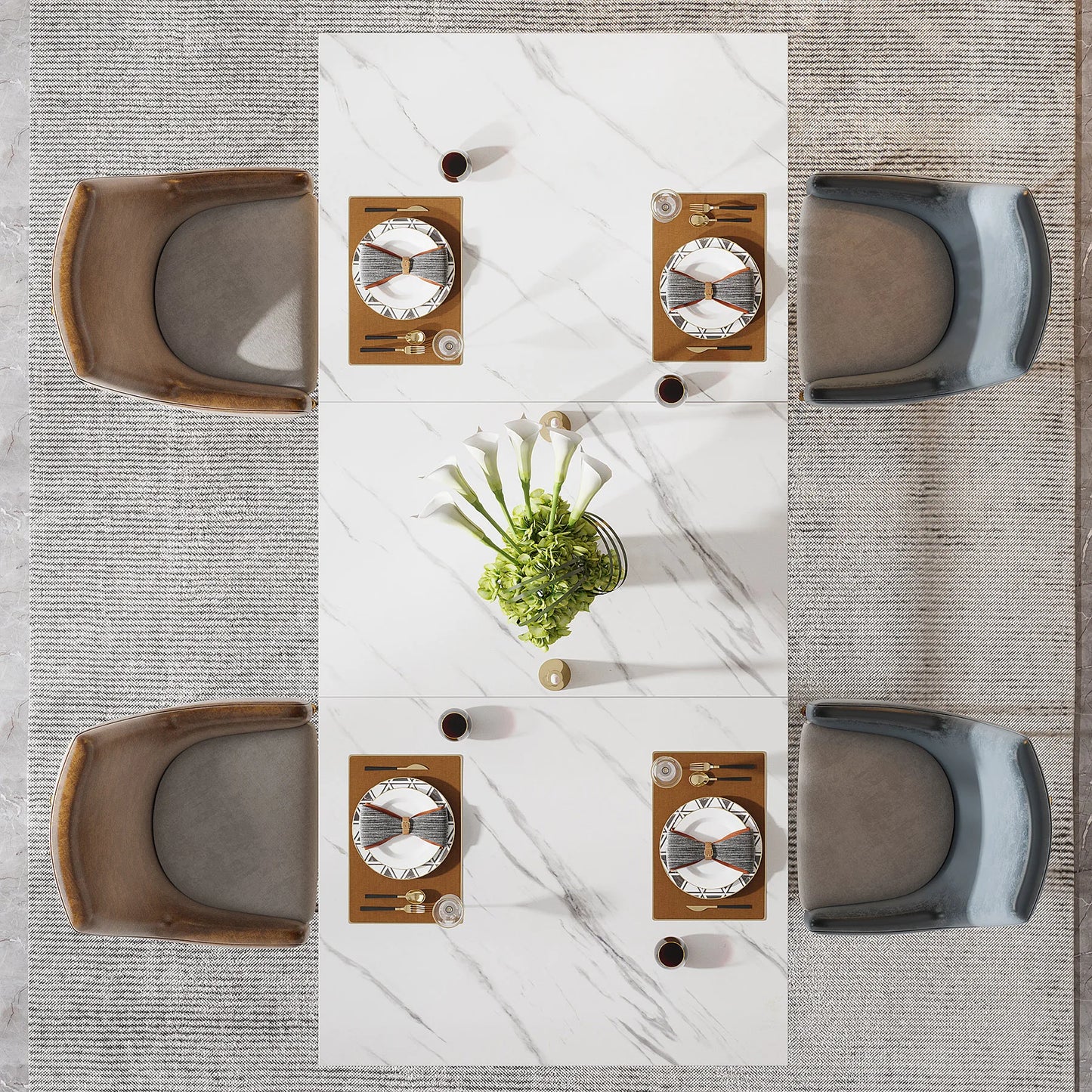 Tribesigns Modern Rectangular Kitchen Dining Table With Faux Marble Top