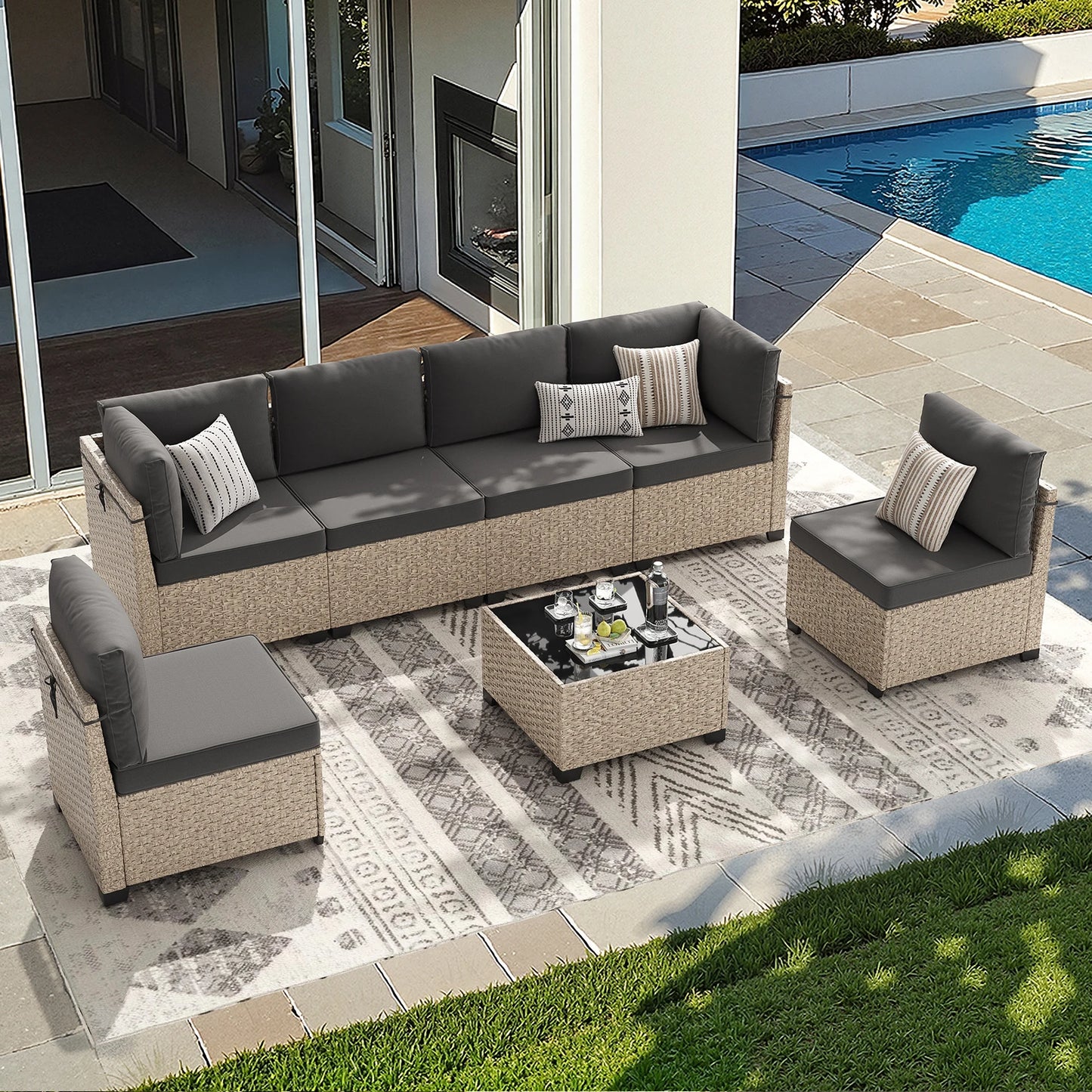 Soohow 7 Piece Outdoor Rattan Patio Furniture Set