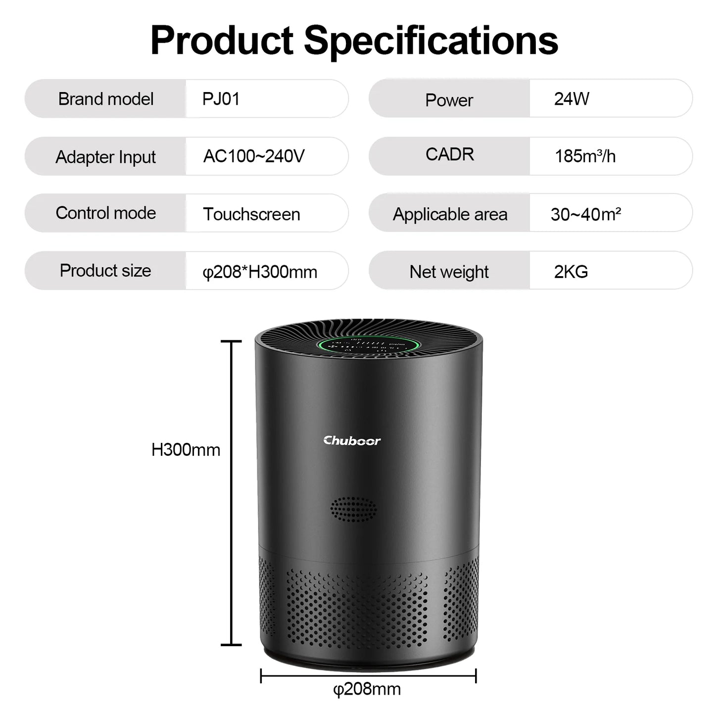 Chuboor Air Purifier With H13 True Hepa And Tuya App