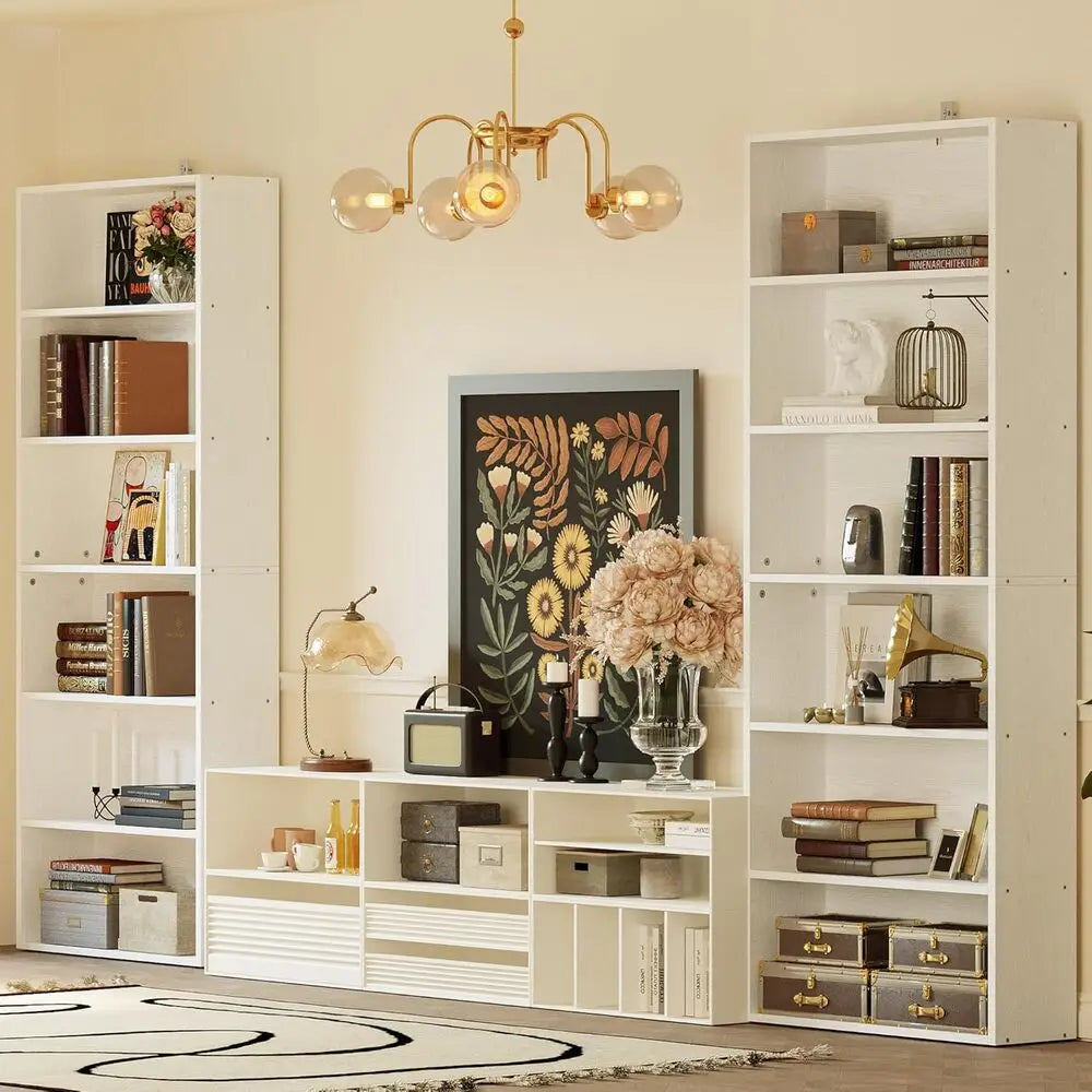 IRONCK 6 Tier Modern Wood Bookcase Home Office Storage Shelf