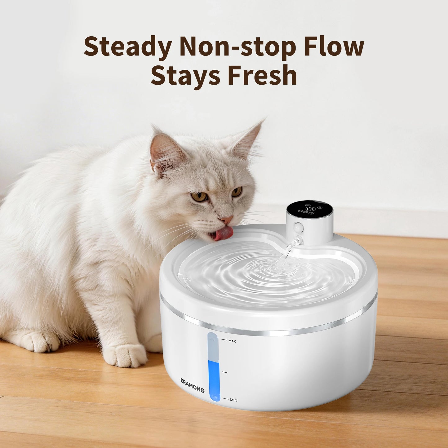 Eramong 2.7L Wireless Intelligent Cat Water Fountain With Battery