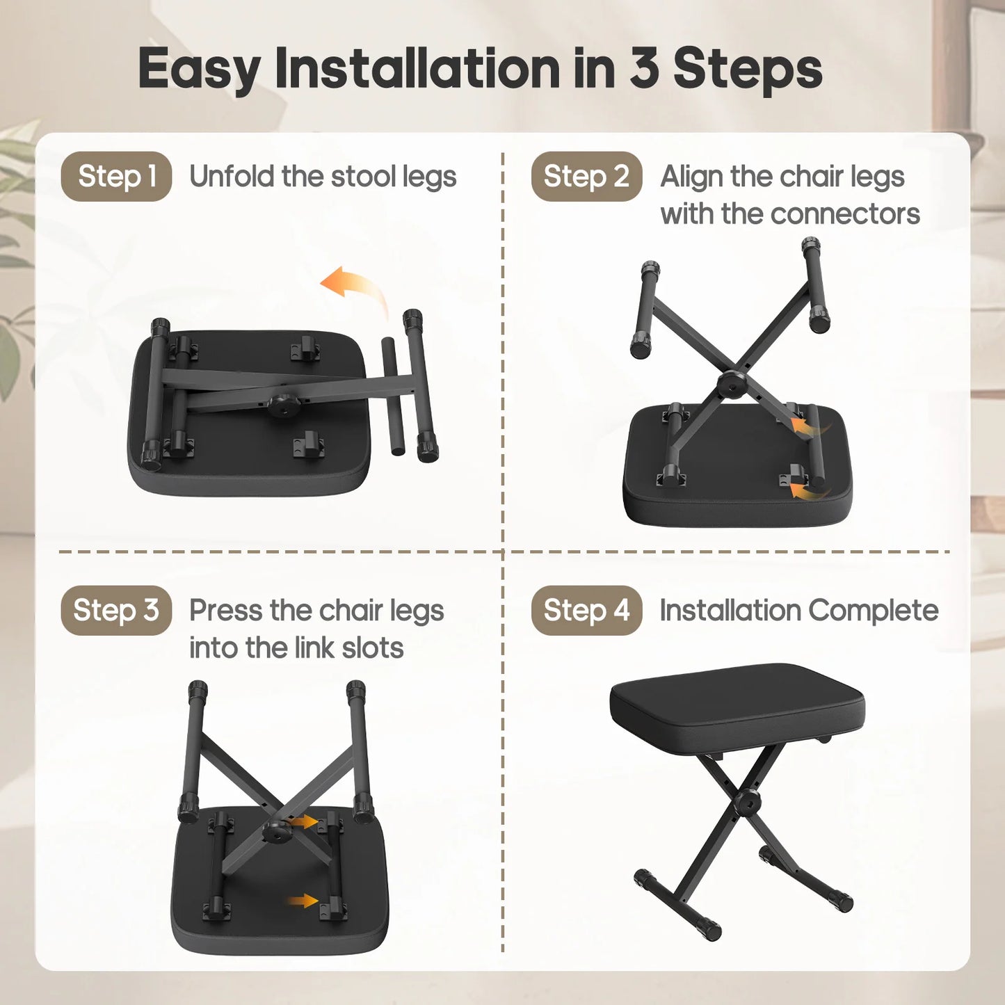 JHK X Shaped Padded Folding Chair Metal Frame For Home