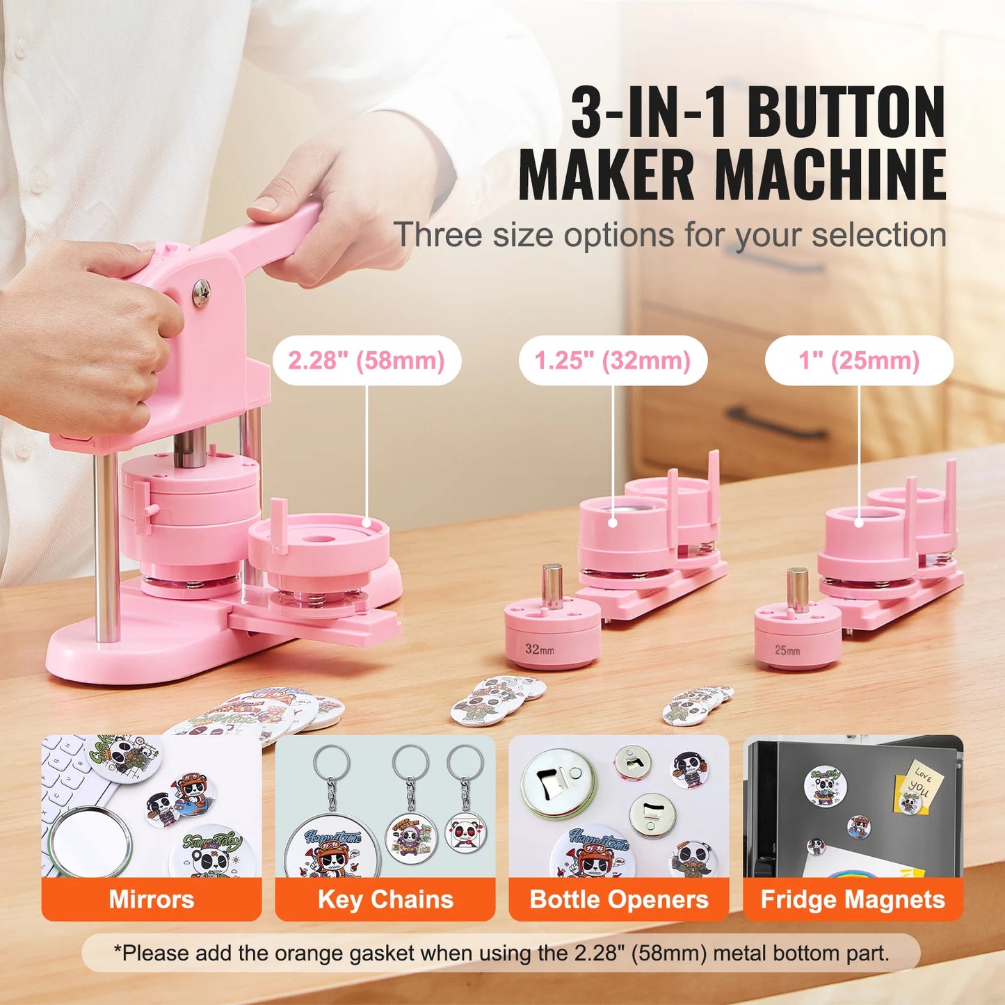SucceBuy 3 In 1 Button Maker Machine With Punch Press Kit