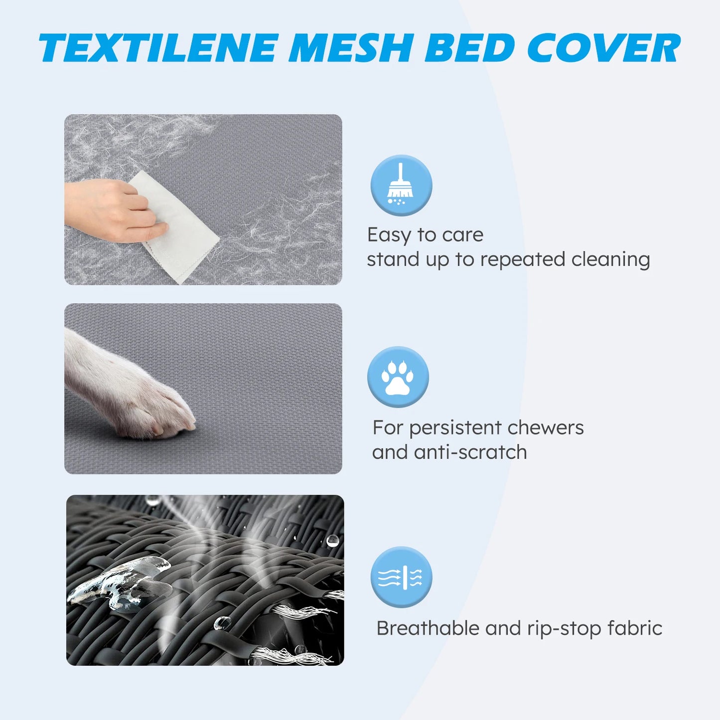 Elevated Dog Bed Cooling Raised Pet Cot Breathable Mesh Frame