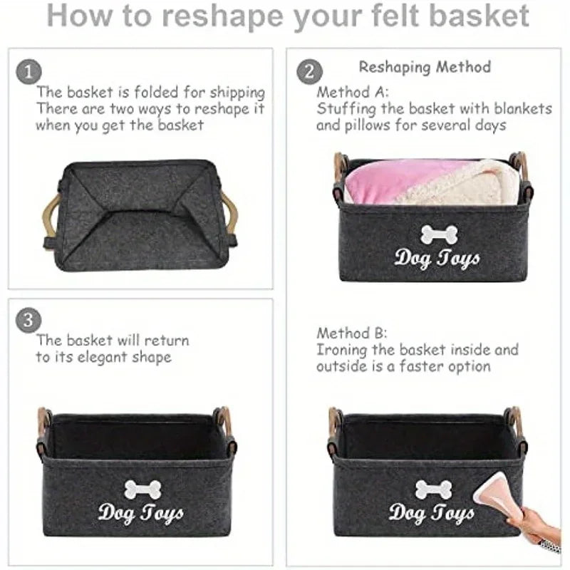 Premium Soft Fleece Dog Toy Storage Box Basket Organizer Holder
