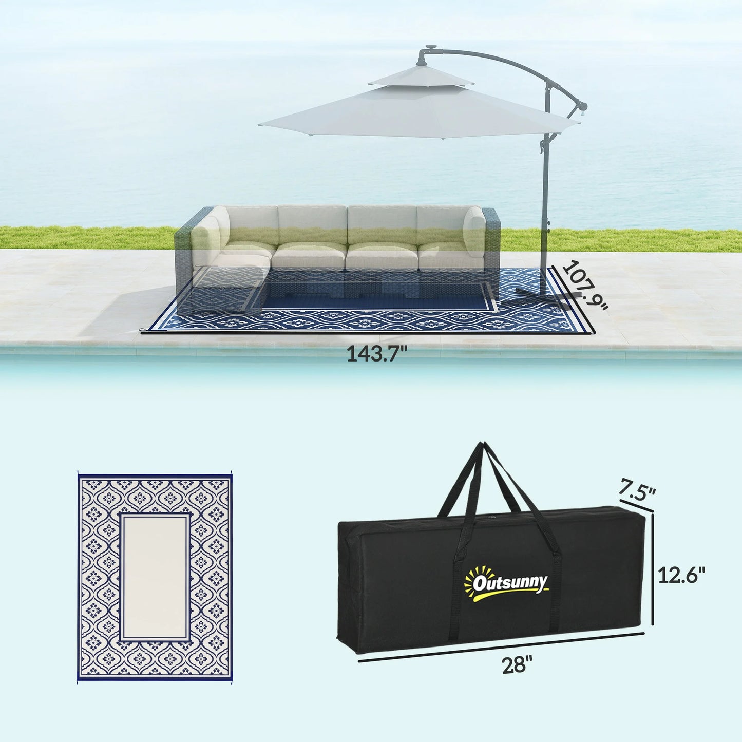 Geometric Outdoor Polypropylene Area Rug Featuring Gourd Border Design