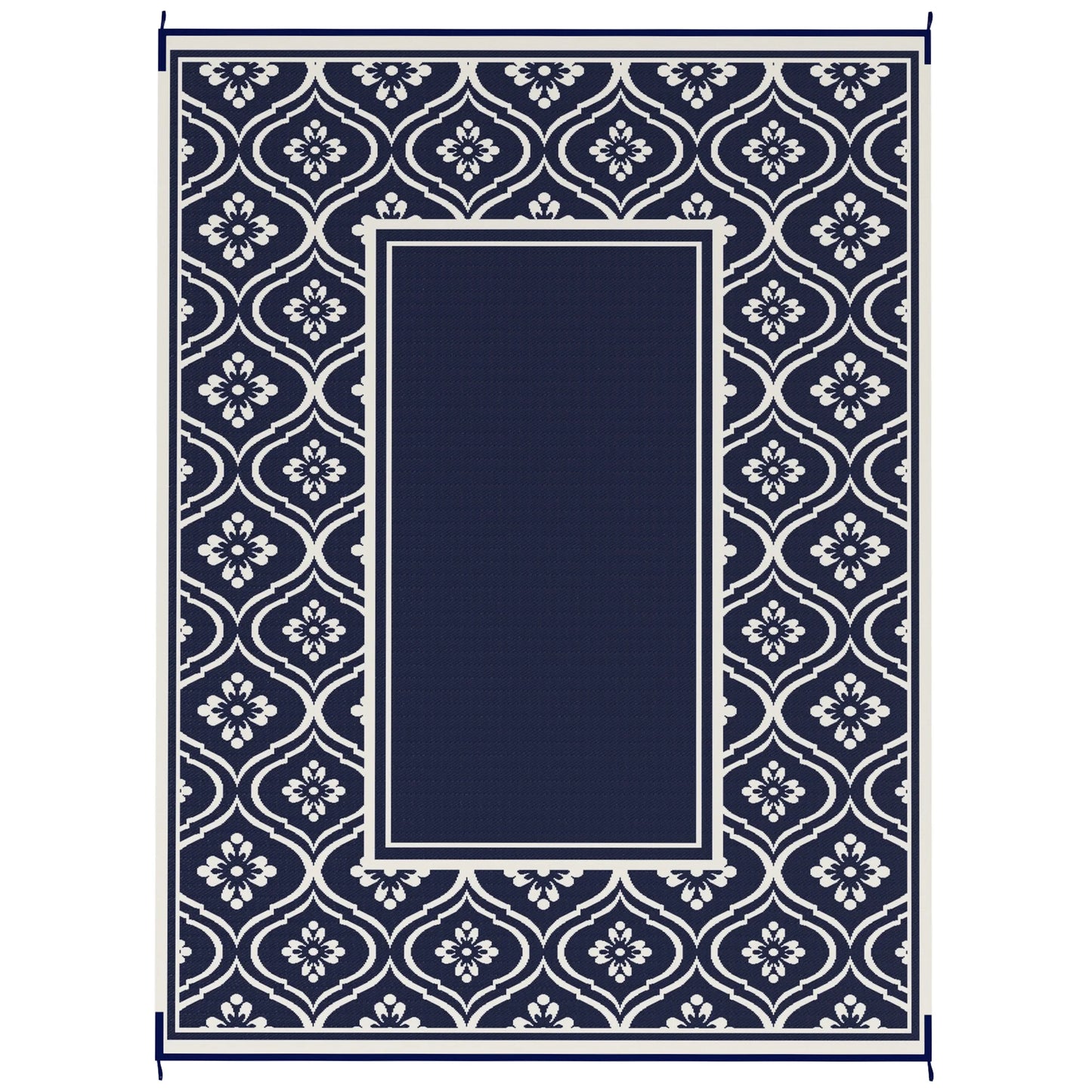 Geometric Outdoor Polypropylene Area Rug Featuring Gourd Border Design