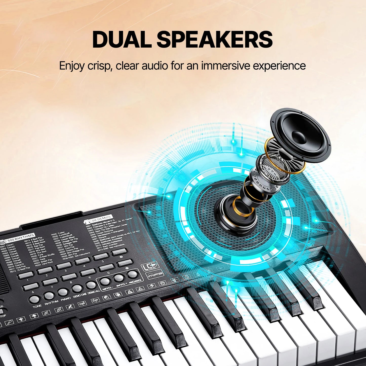 SucceBuy 61 Key Digital Electric Portable Piano Keyboard