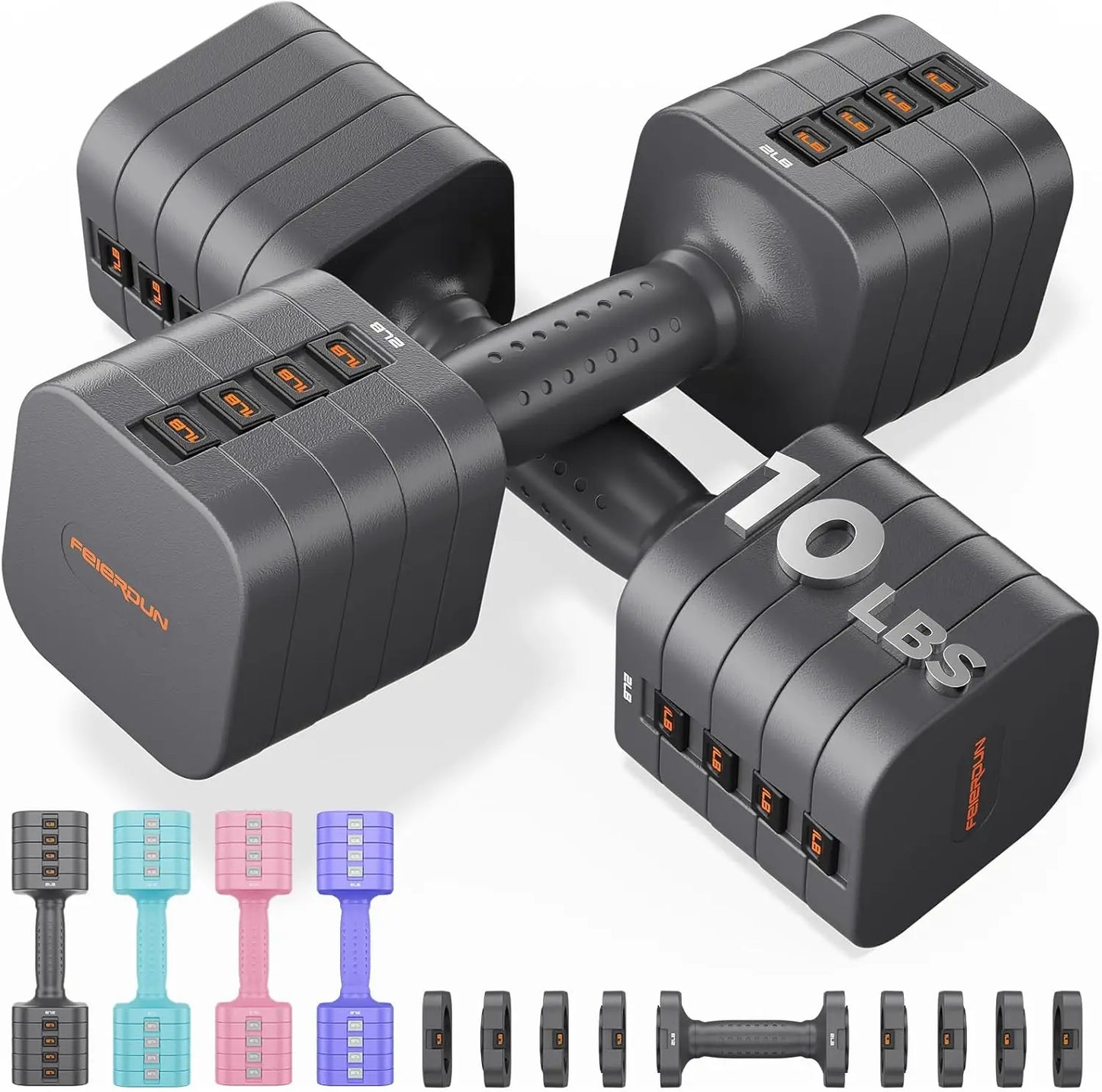 Fed Adjustable Dumbbells 5In1 Set For Home Gym Strength Training