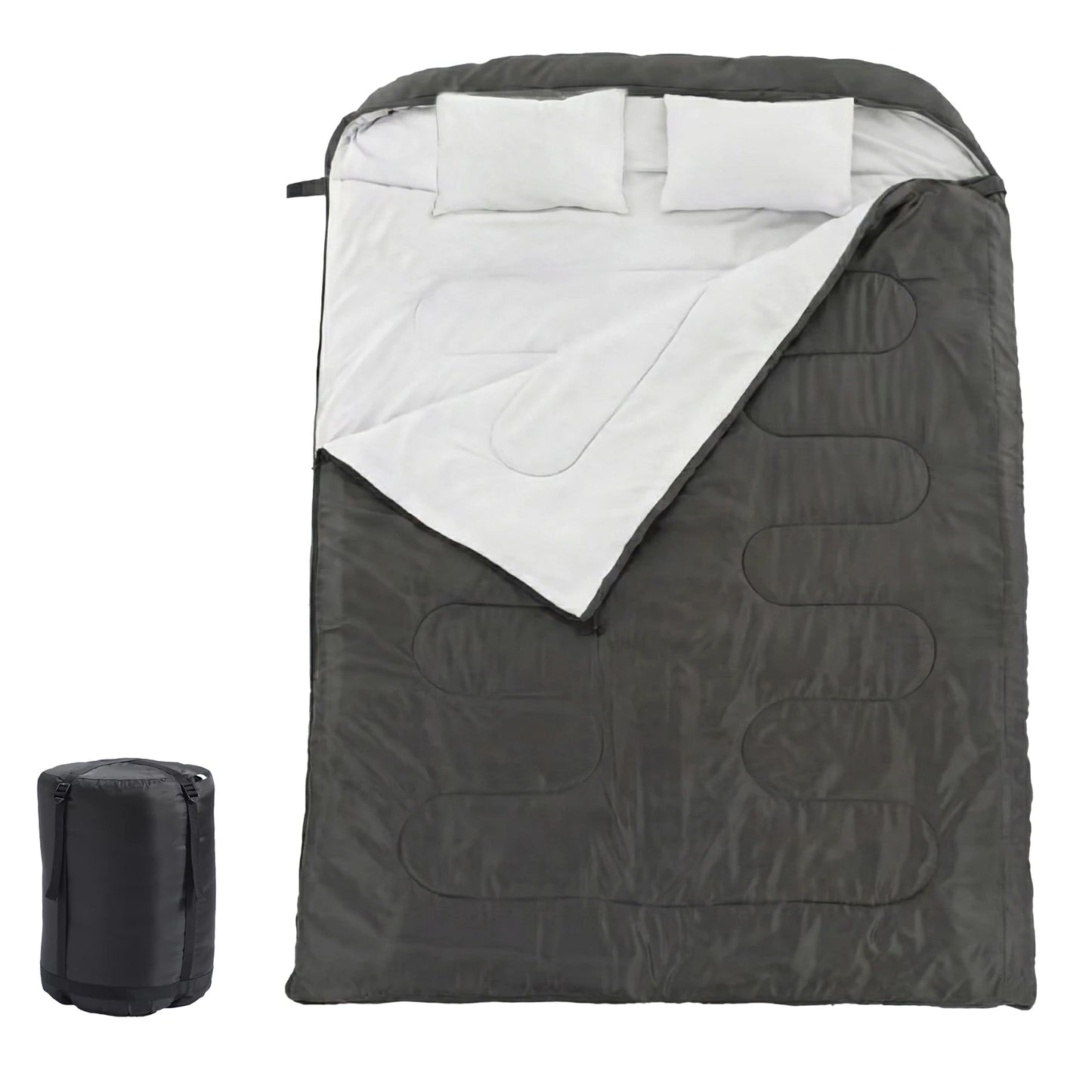 Lightweight Double Sleeping Bag With Pillow 3 Season Outdoor Portable