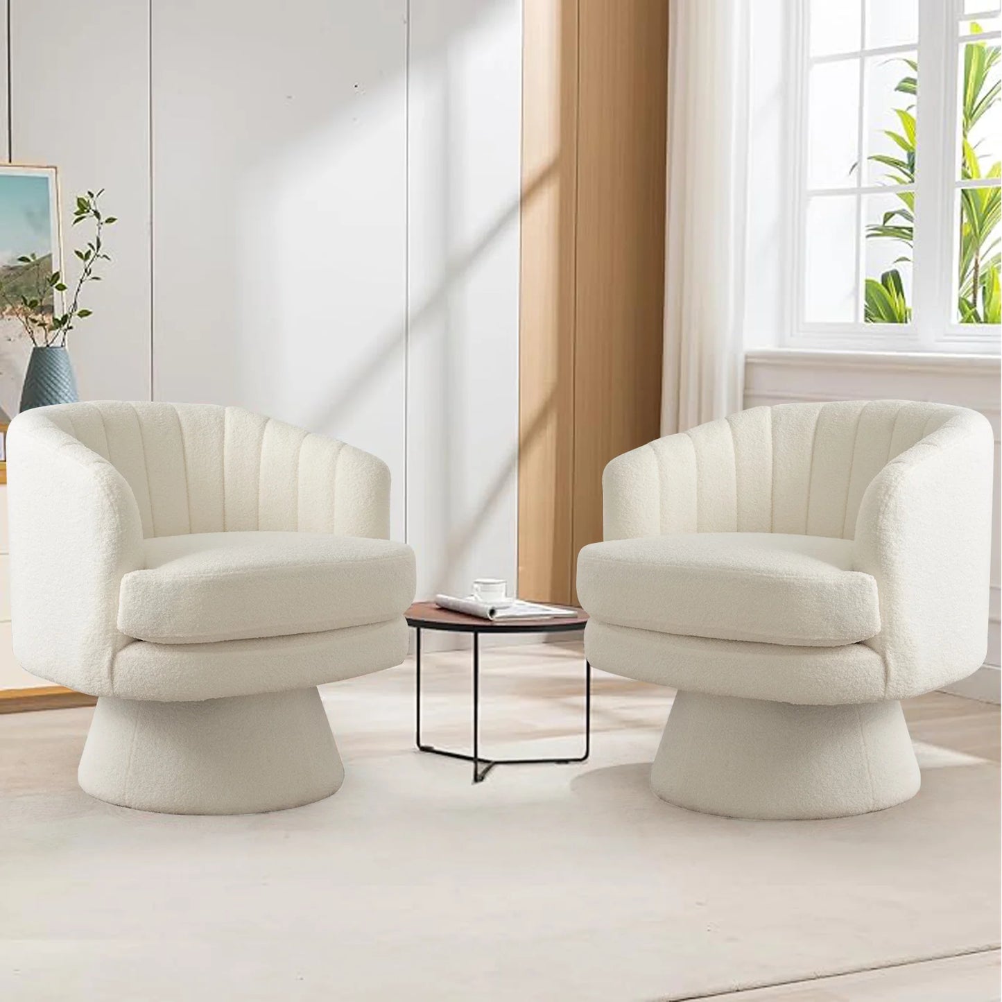 Ebello Modern Velvet Swivel Barrel Chair With Armrest