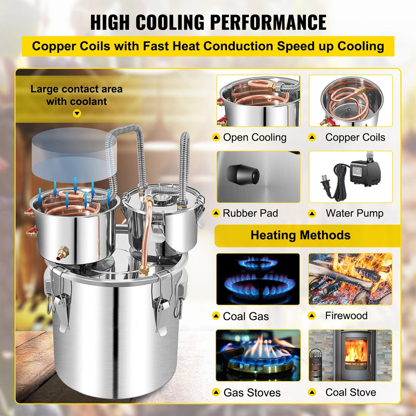 SucceBuy 50L Stainless Steel Alcohol Water Distiller Moonshine Brewer