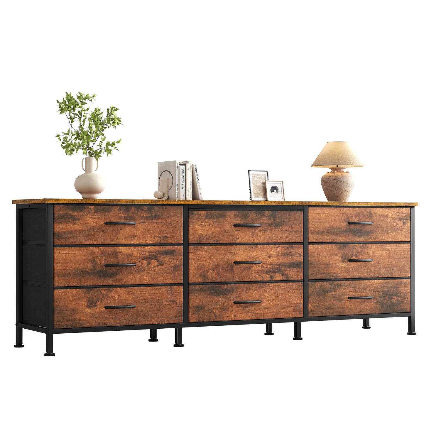 MCQ Large Capacity 9 Drawer Fabric Cabinet Entertainment Center TV Stand