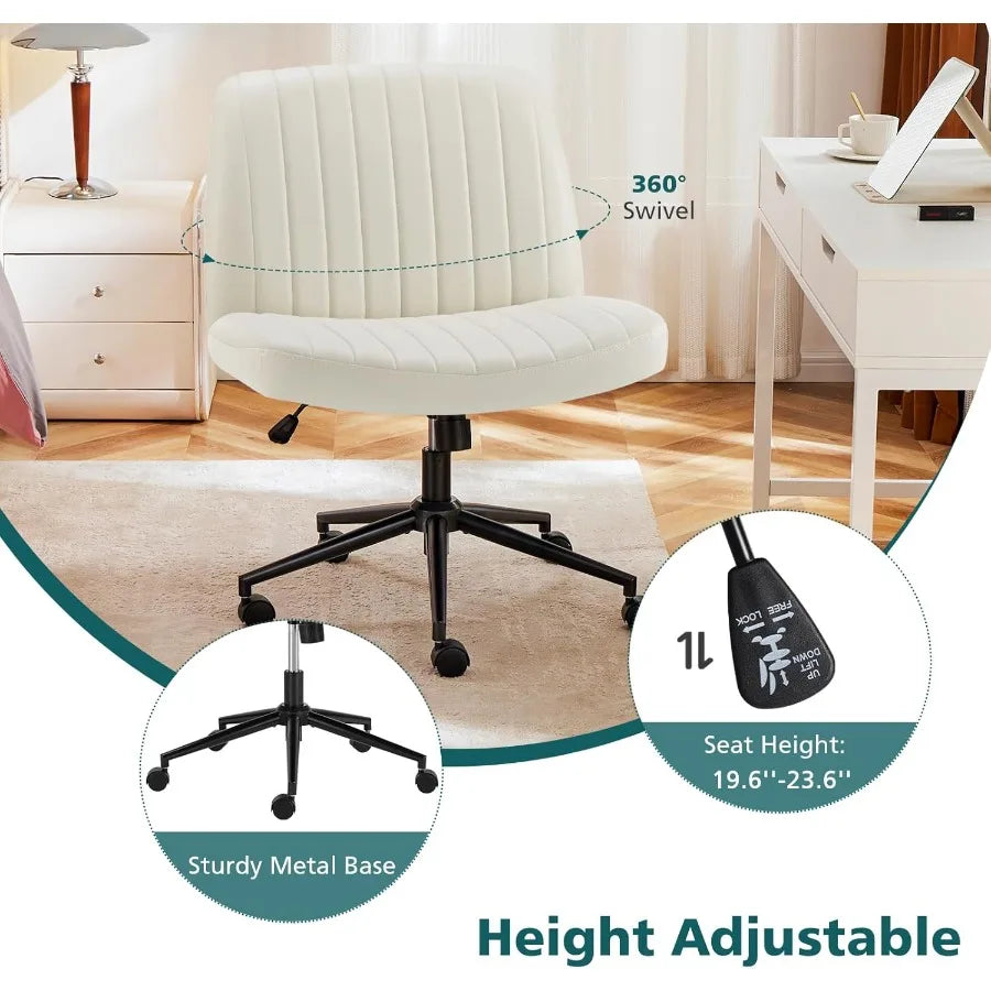 Xiuwo Criss Cross Adjustable Height Swivel Vanity Chair With Wheels