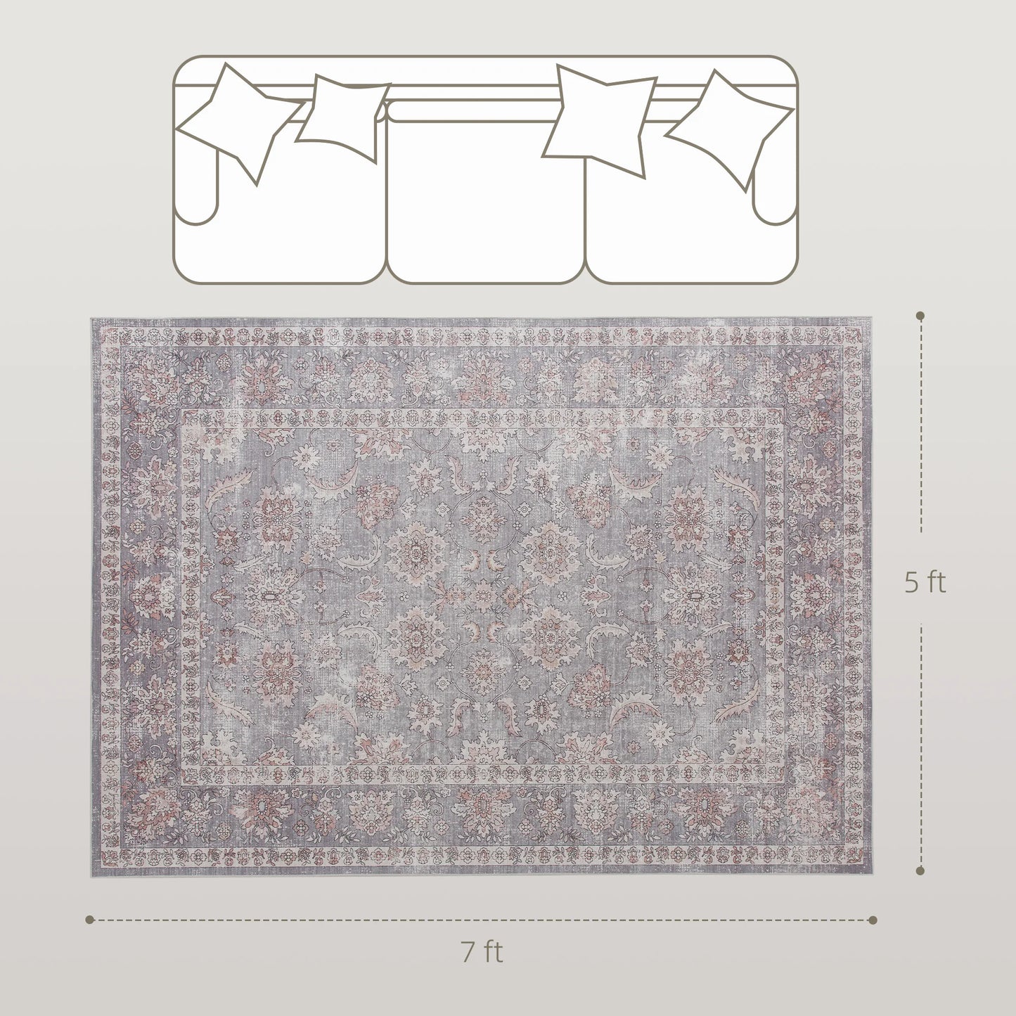 Modern Geometric Pattern Area Rug Machine Washable Non Slip Polyester