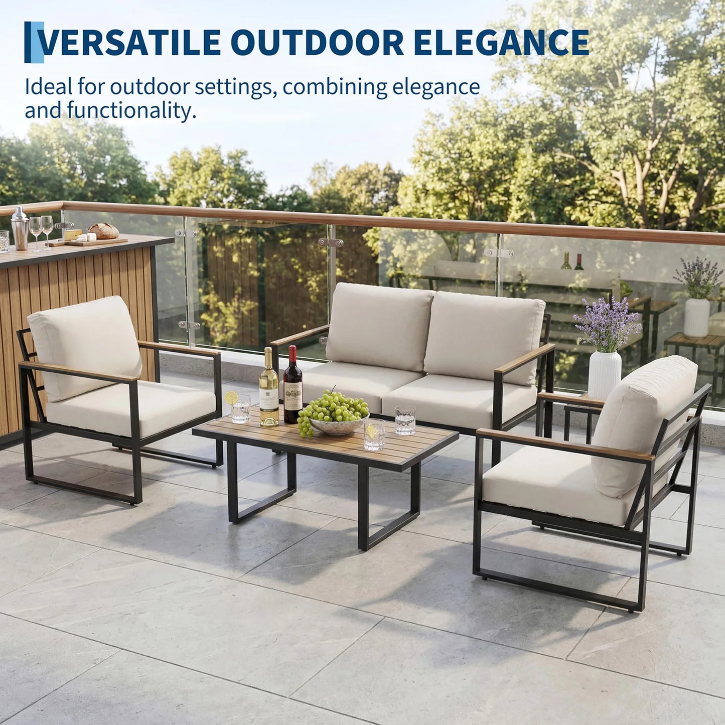 HobbyLane Modern 4 Piece Outdoor Patio Furniture Set