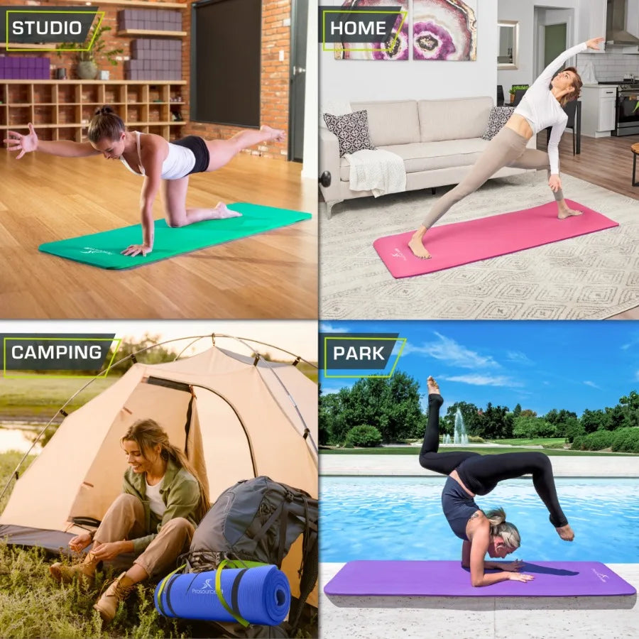 Extra Thick Natural Rubber Yoga Pilates Mat For Fitness Exercise