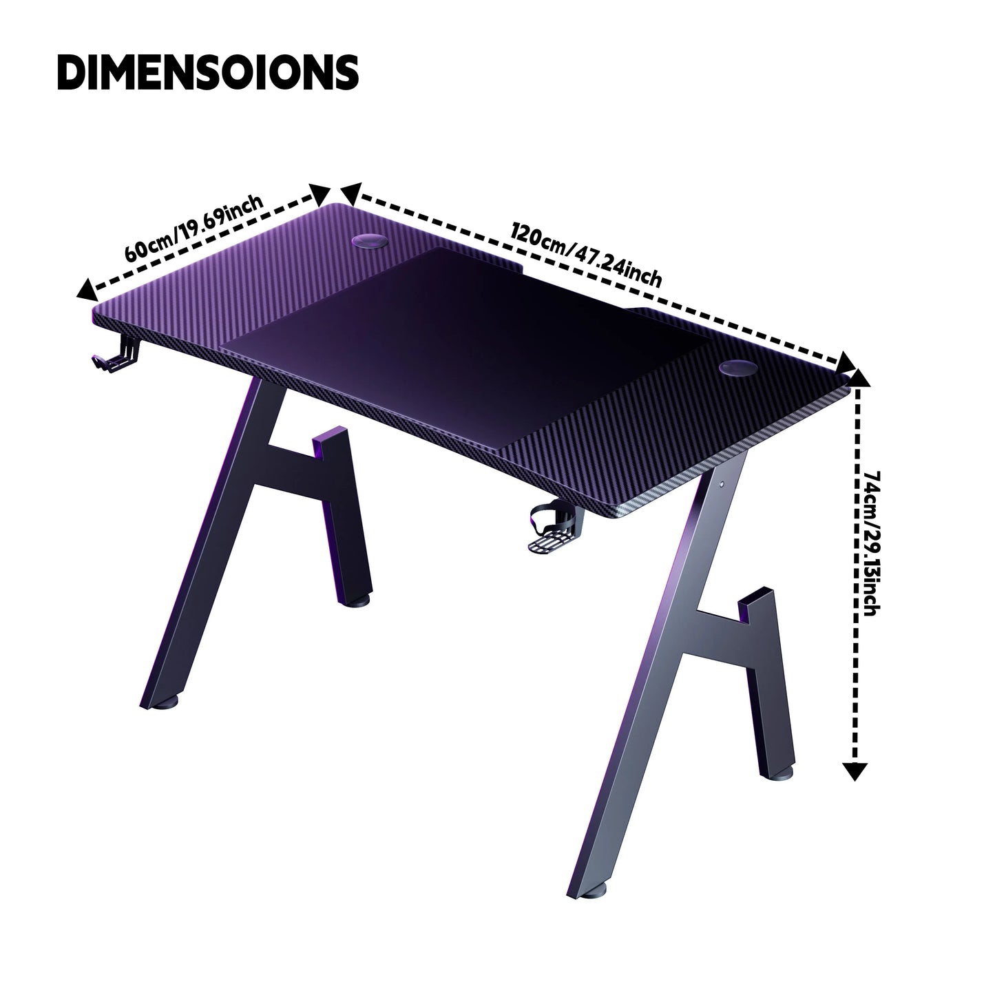 Nebmaax A-Shaped Carbon Fiber Gaming Desk With Easy Assembly