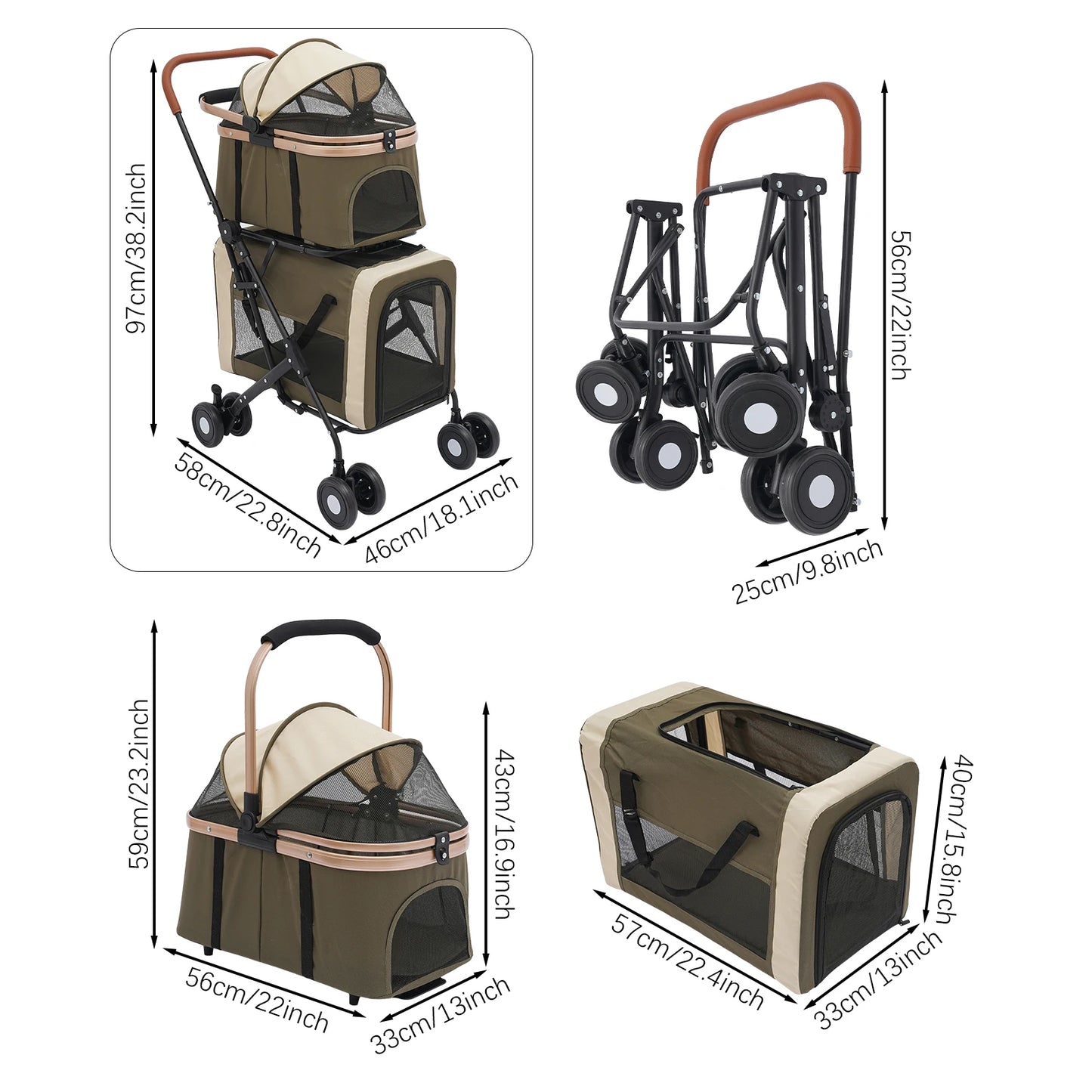 Bymaocar Foldable Pet Stroller With Sunshade Safety Locks For Travel
