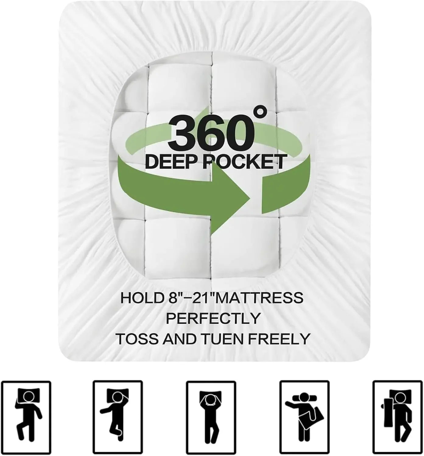 Ultra Soft Cooling Bamboo Mattress Topper With Deep Pockets
