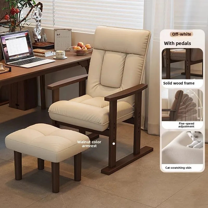 MOYU Ergonomic Adjustable Wood Recliner Office Chair For Home
