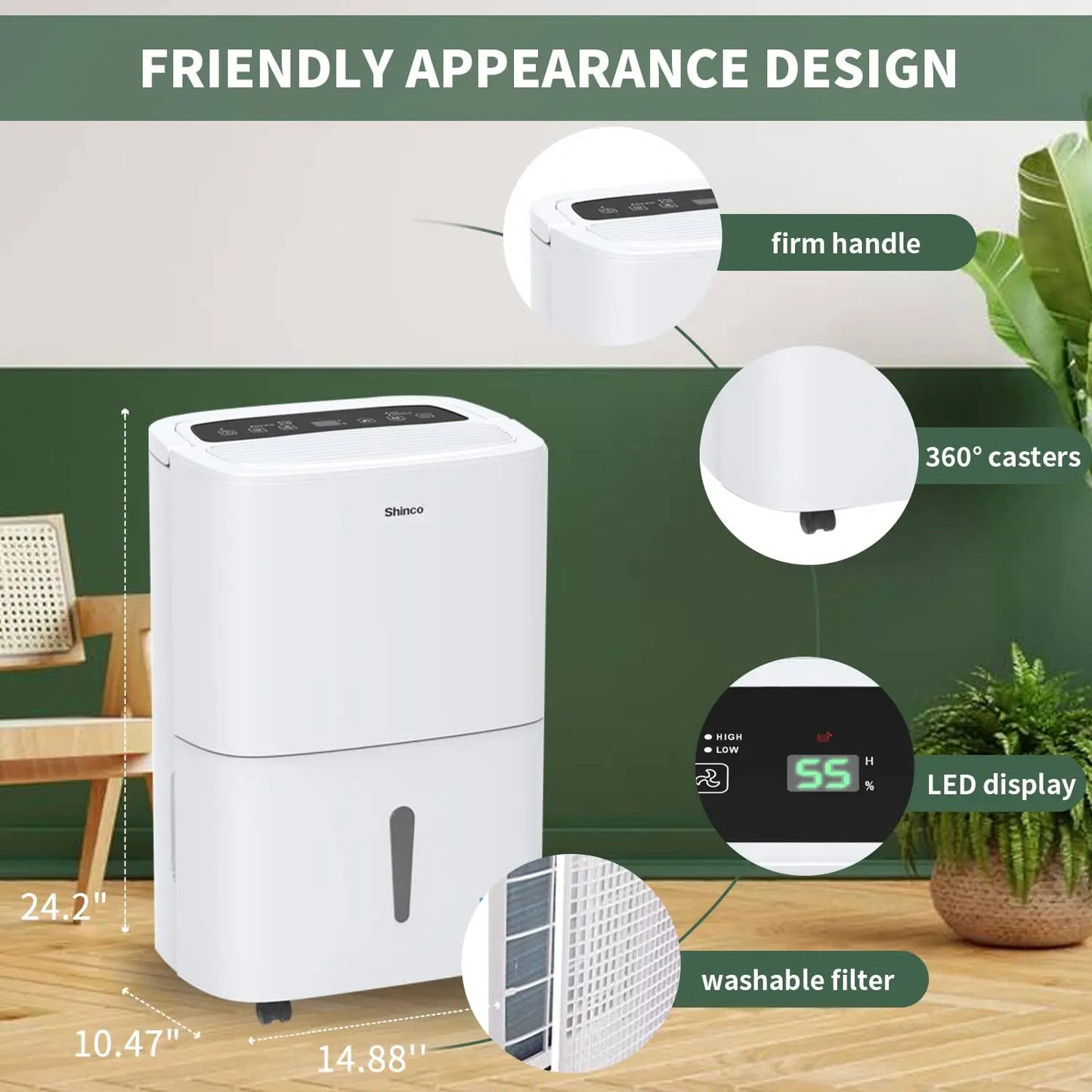 Shinco 150 Pint Energy Star Dehumidifier With Built In Pump