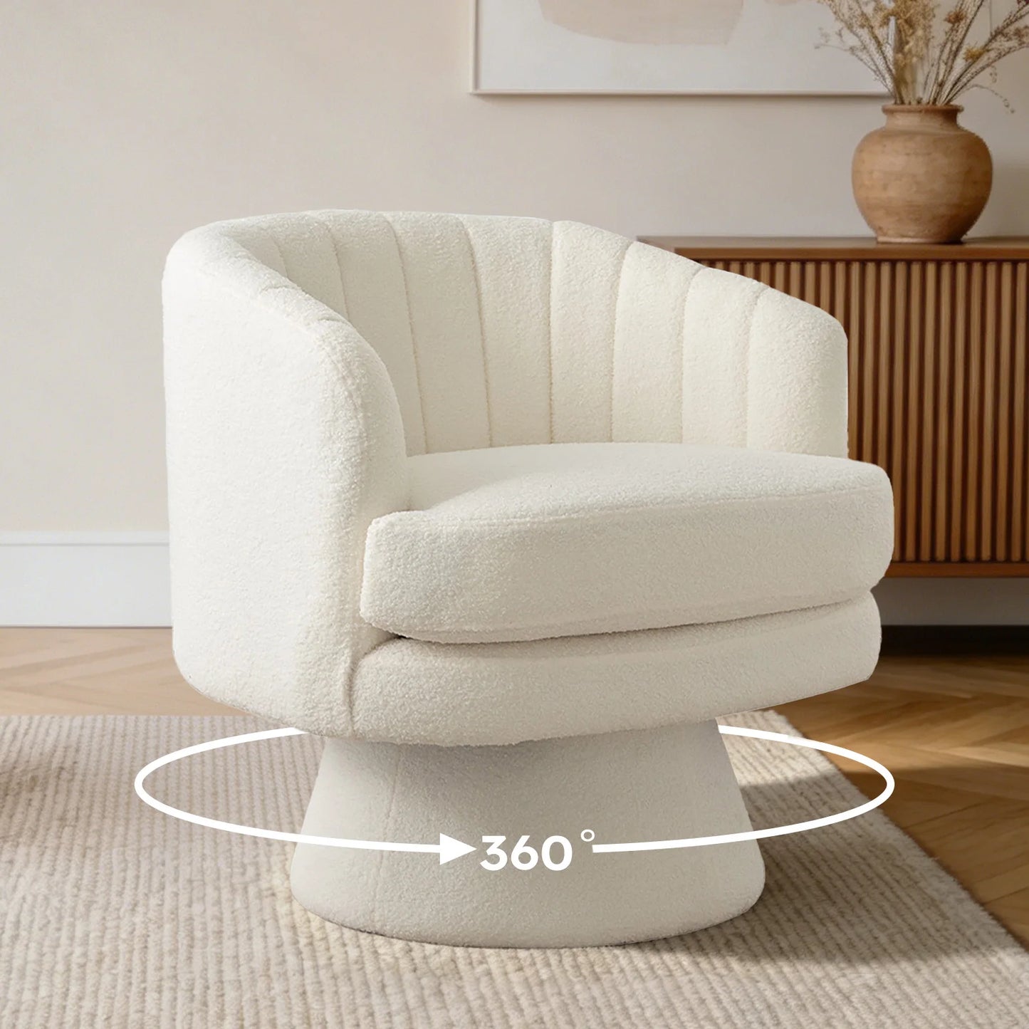 Ebello Modern Velvet Swivel Barrel Chair With Armrest