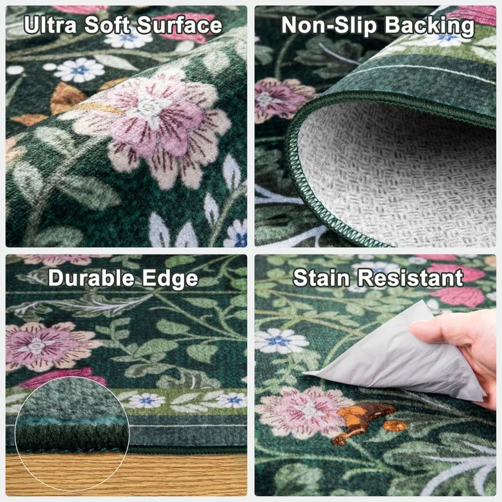 Washable Nylon Boho Area Rug Non Slip Stain Resistant Backing